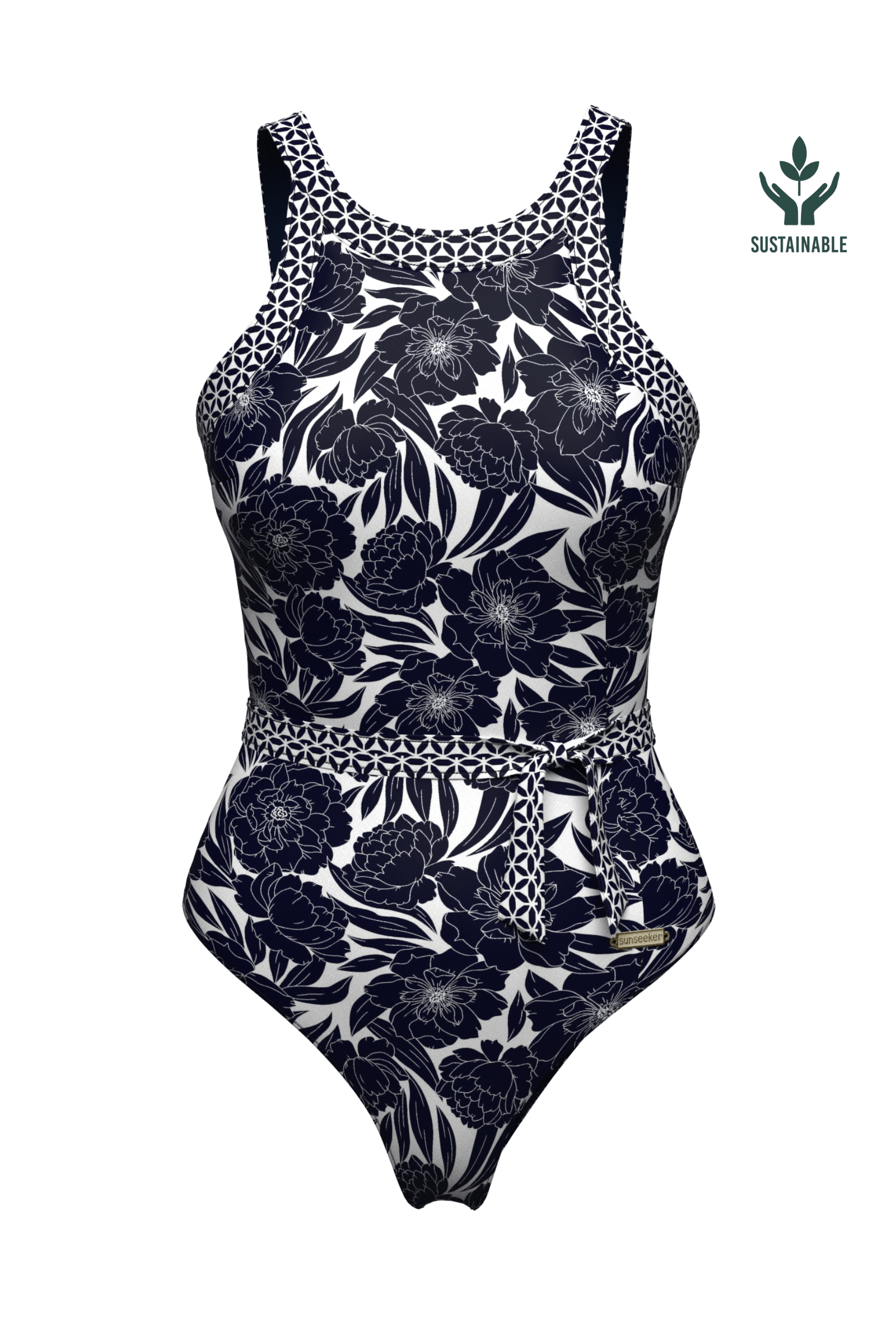 Sunseeker Bold Bloom Navy Onepiece