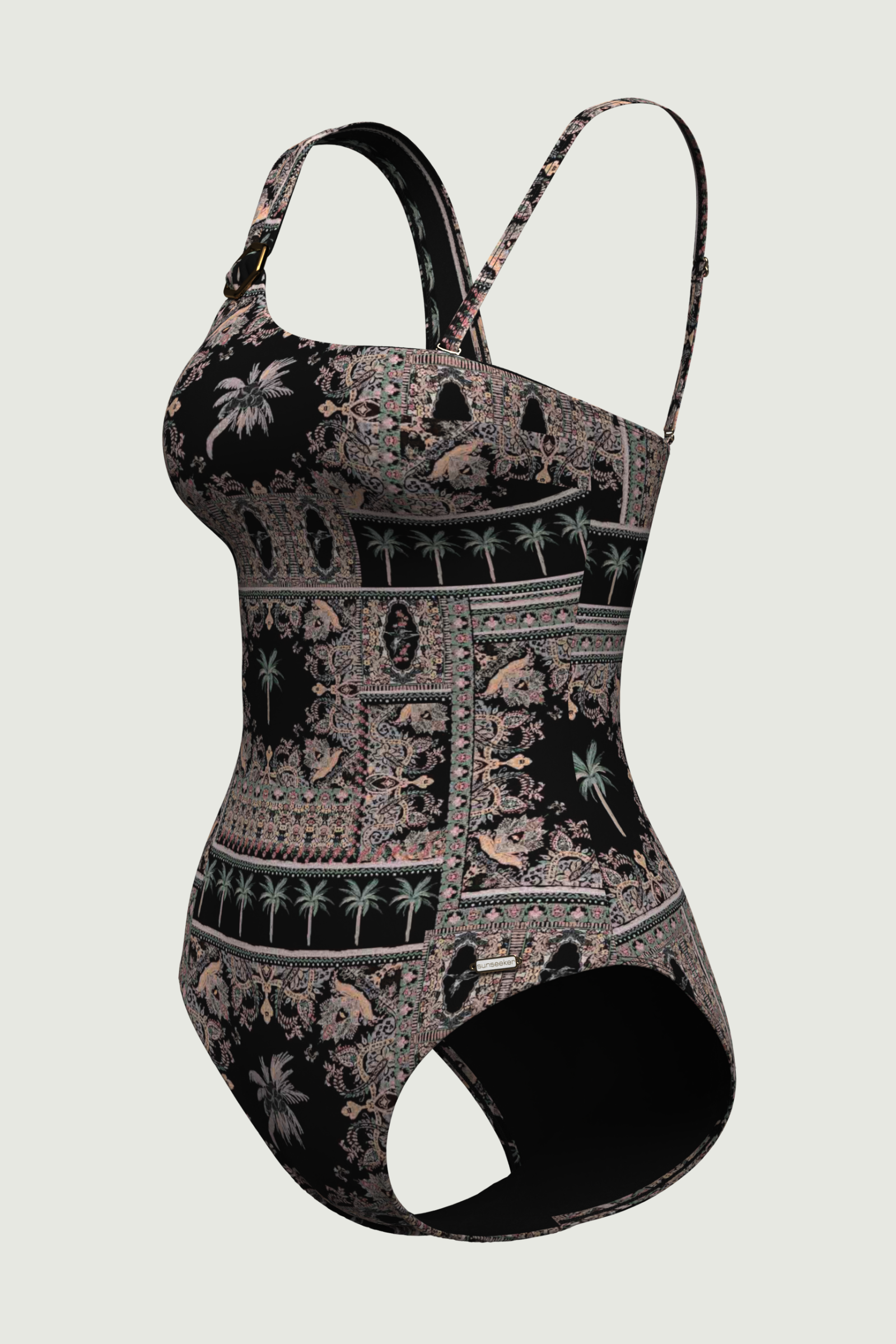 SunseekerDesert Palm Black Asymmetric Onepiece