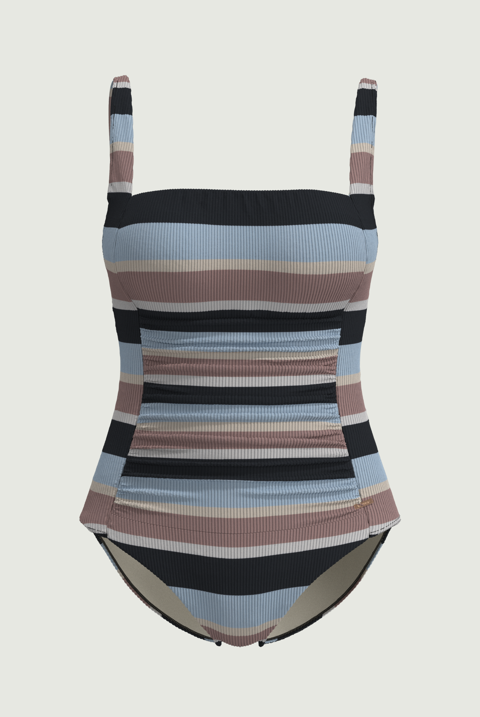 SunseekerSomeday Stripe Black Plus Cup Square Neck Onepiece