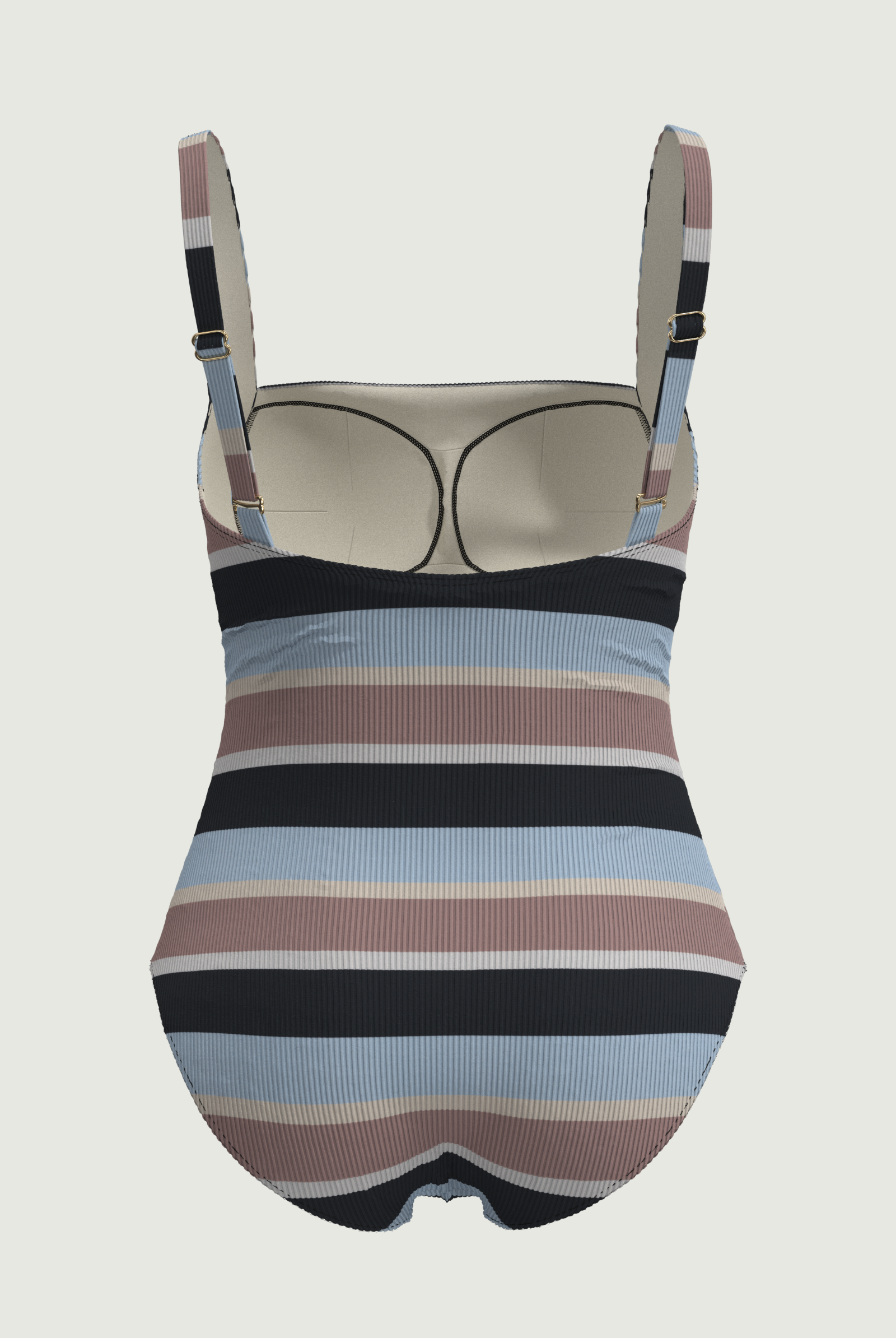 SunseekerSomeday Stripe Black Plus Cup Square Neck Onepiece
