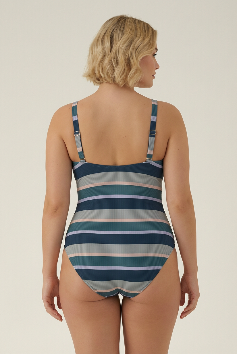 SunseekerSomeday Stripe Moonstone Plus Cup Square Neck Onepiece