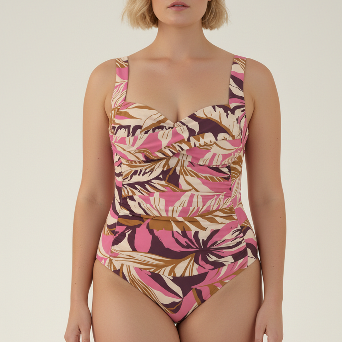 Sunseeker Southern Tropo Thrift Pink Plus Cup Twist Front Onepiece