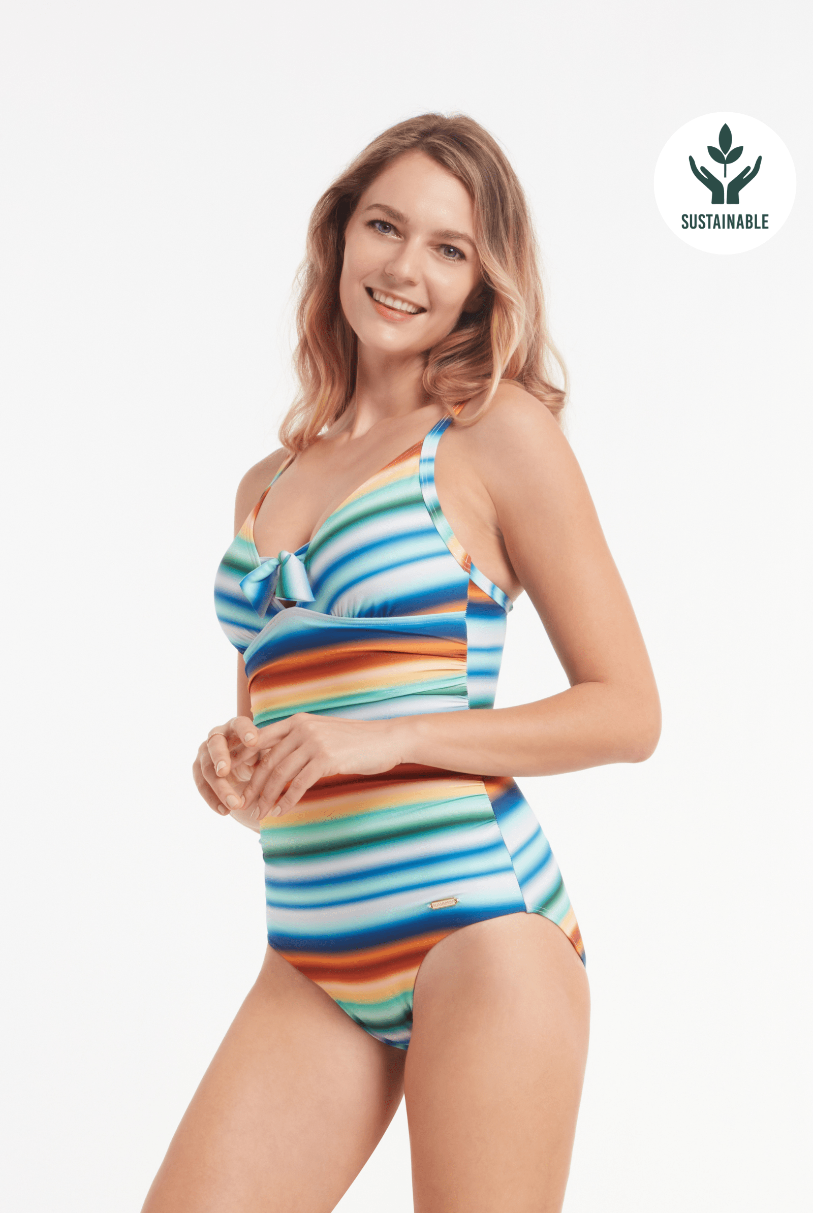 Sunseeker Sunset Paradiso Apricot Moulded Tie Front Onepiece