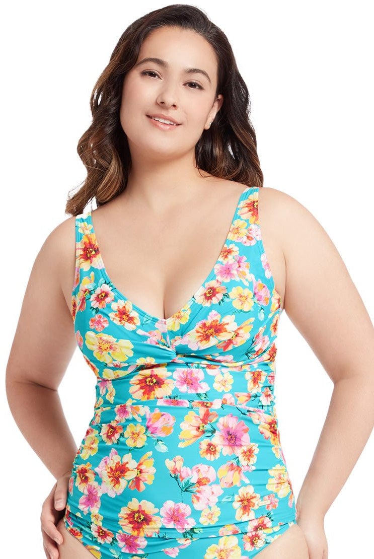 Sunseeker Vibrant Vacation Sky Blue Plus Cup Tankini Top