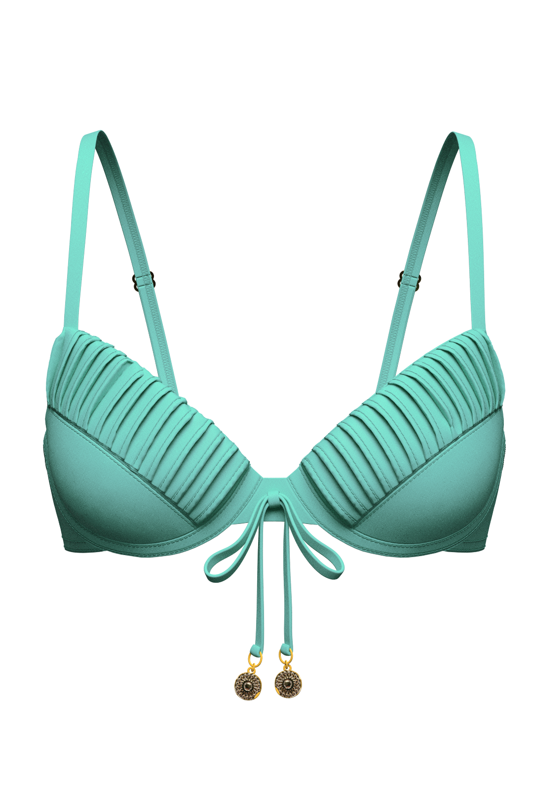 SunseekerCore Solid Mint Green Pintuck Tied Bikini Top