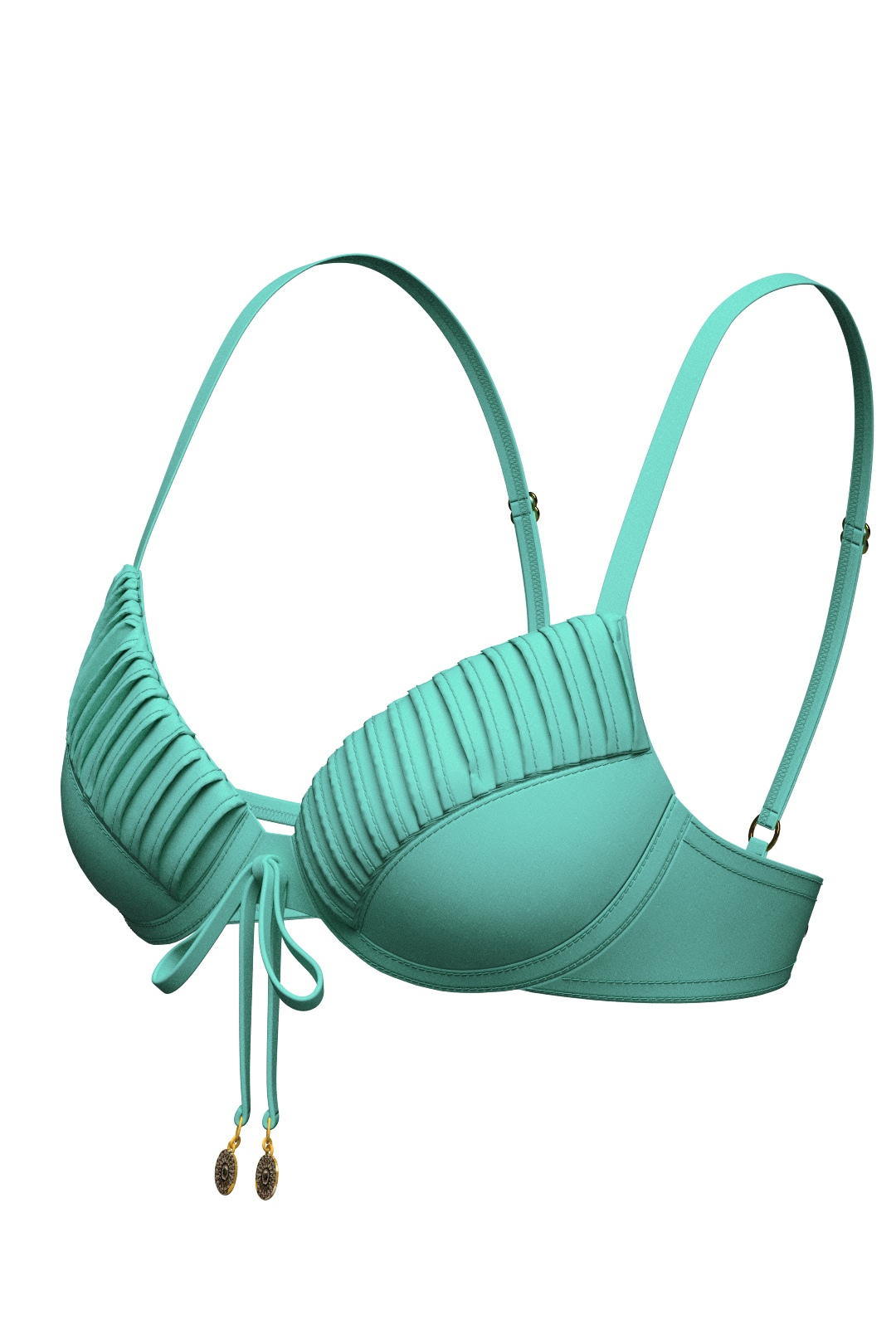 SunseekerCore Solid Mint Green Pintuck Tied Bikini Top