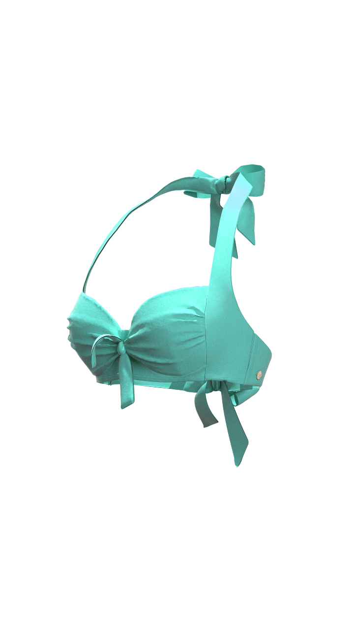 SunseekerCore Solid Mint Green Tied Front Halter Bikini Top