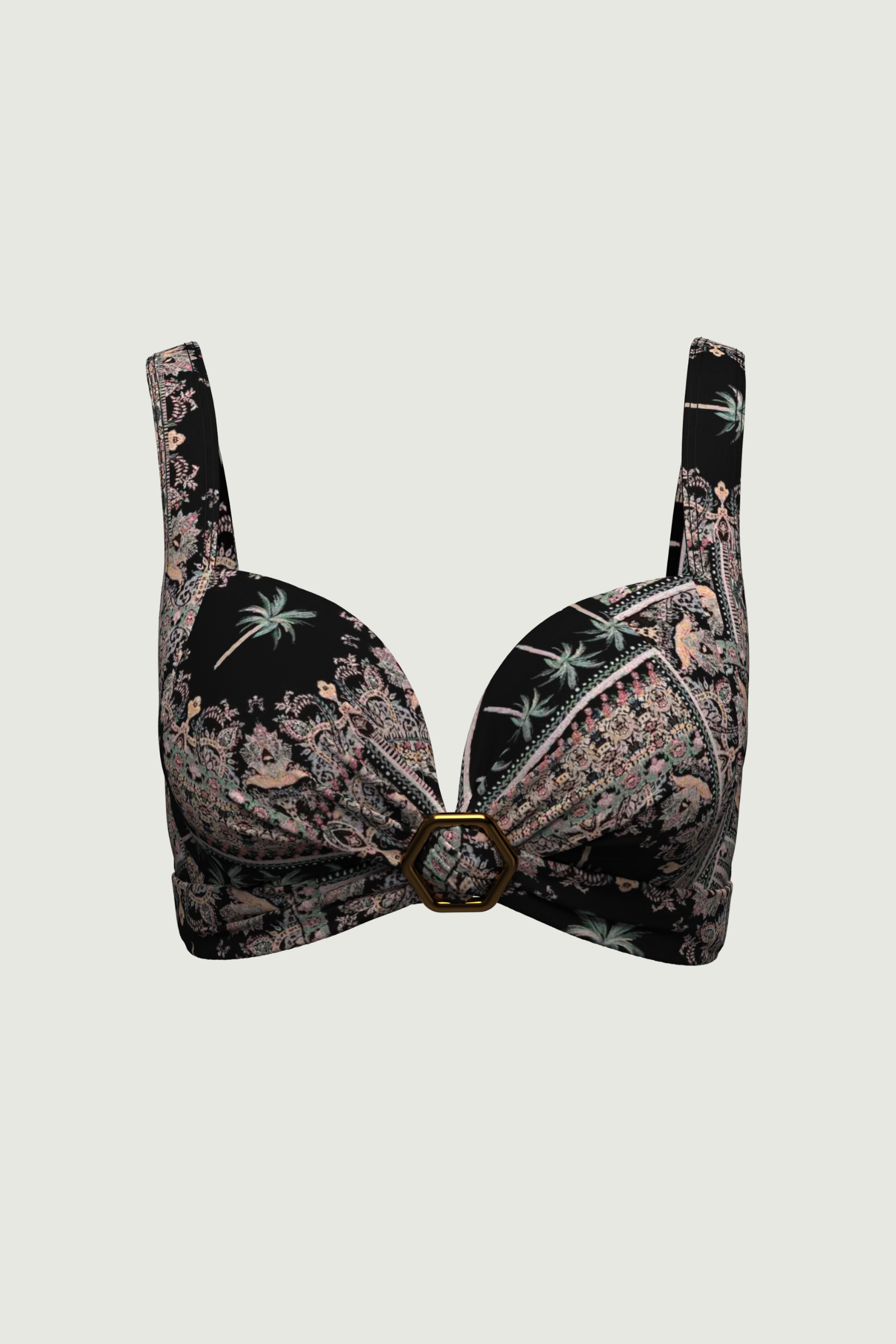 SunseekerDesert Palm Black Plus Cup Ring Bikini Top
