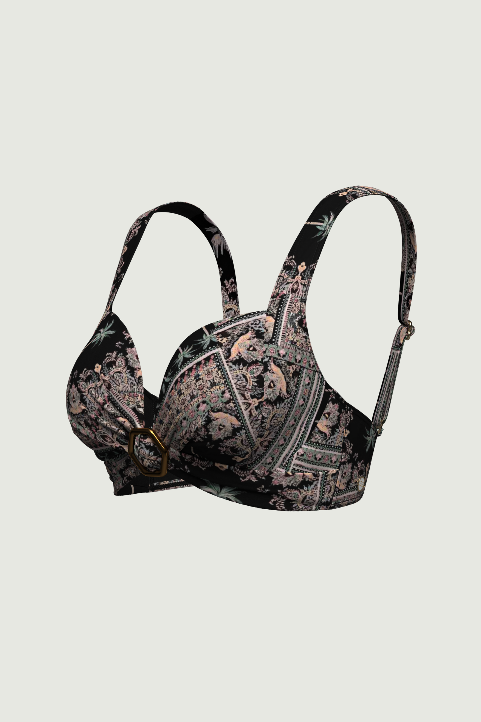 SunseekerDesert Palm Black Plus Cup Ring Bikini Top