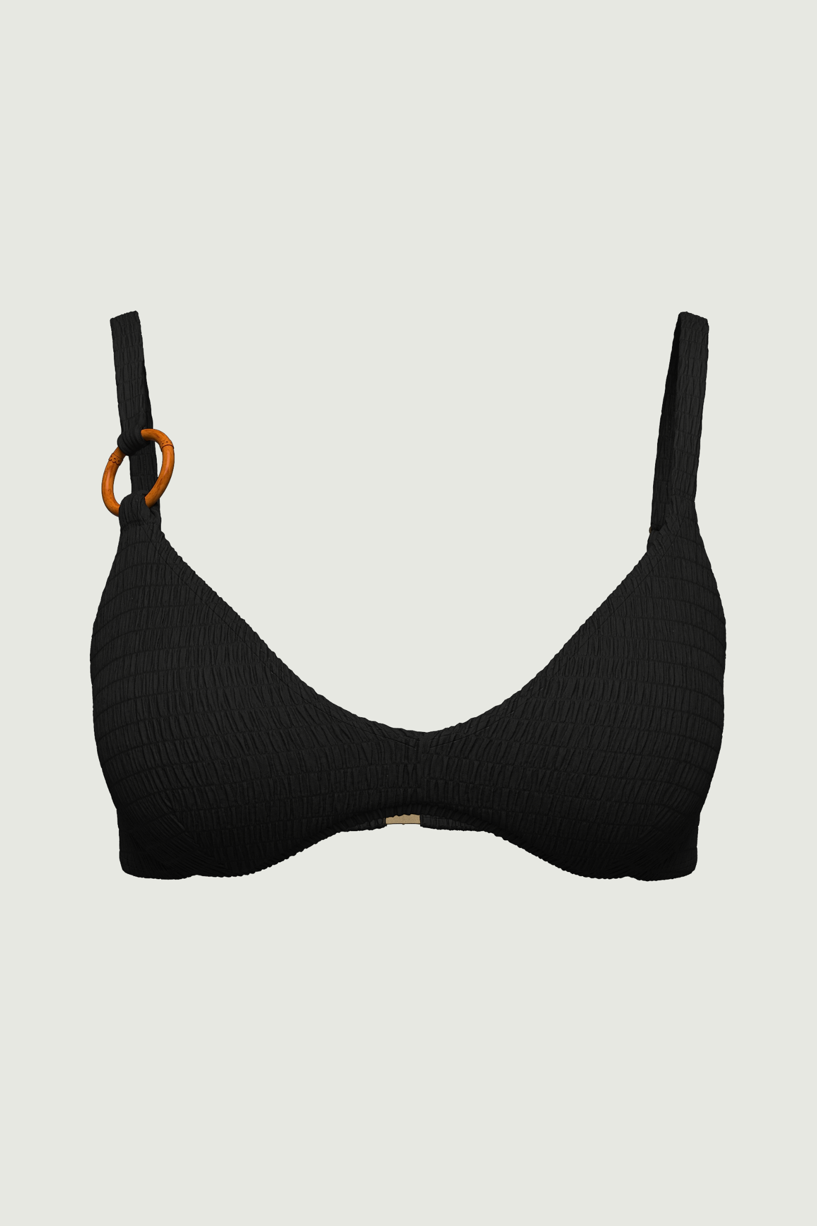 SunseekerTropadelic Texture Black Bamboo Ring Bikini Top