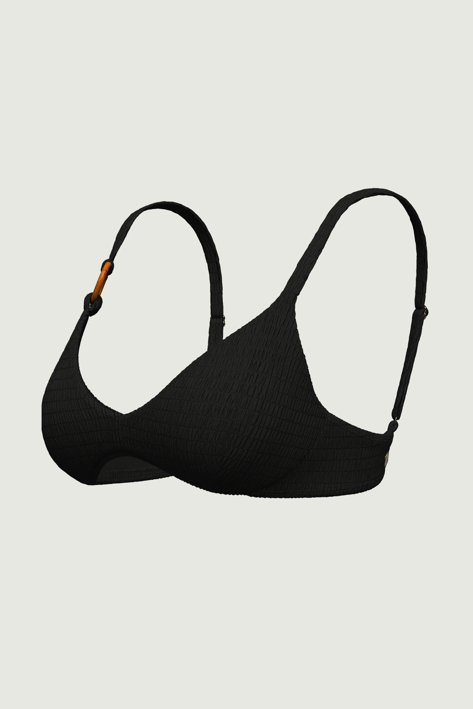 SunseekerTropadelic Texture Black Bamboo Ring Bikini Top