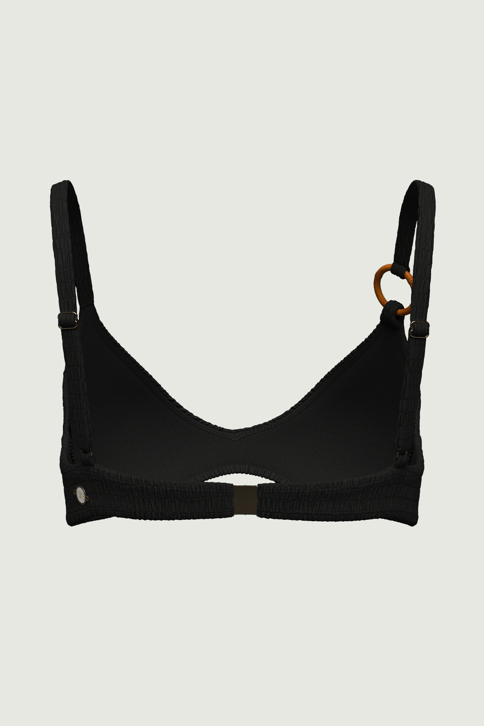 SunseekerTropadelic Texture Black Bamboo Ring Bikini Top