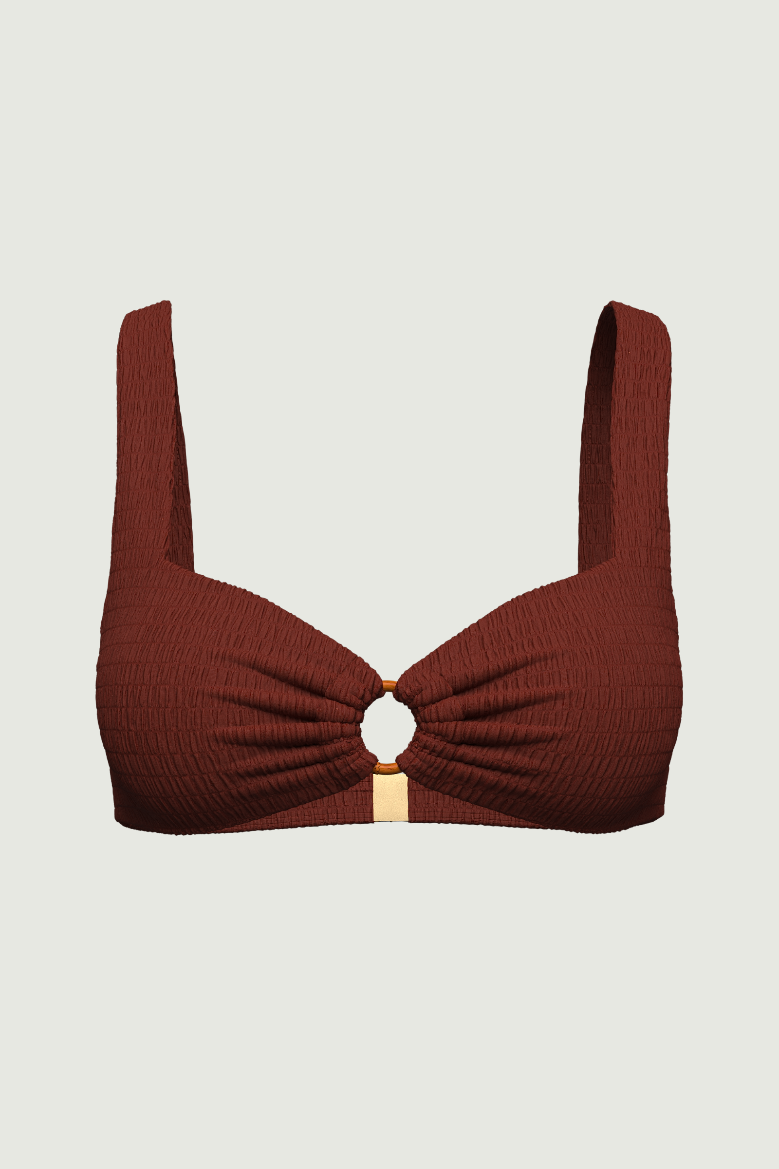 SunseekerTropadelic Texture Earth Bamboo Ring Scoop Neck Bikini Top