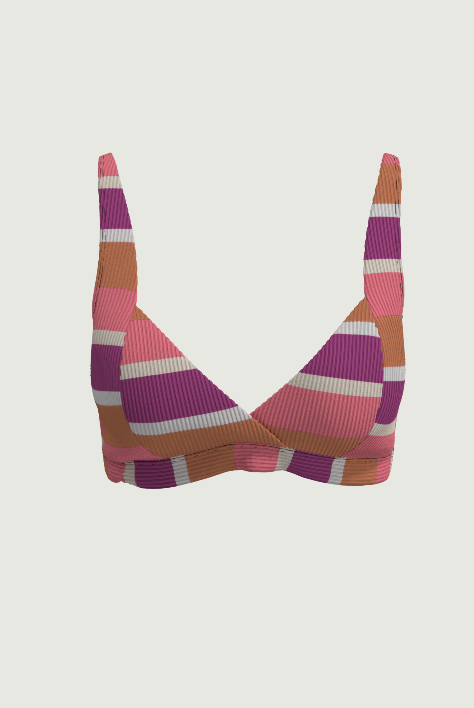 SunseekerSomeday Stripe Punch V-neck Bikini Top