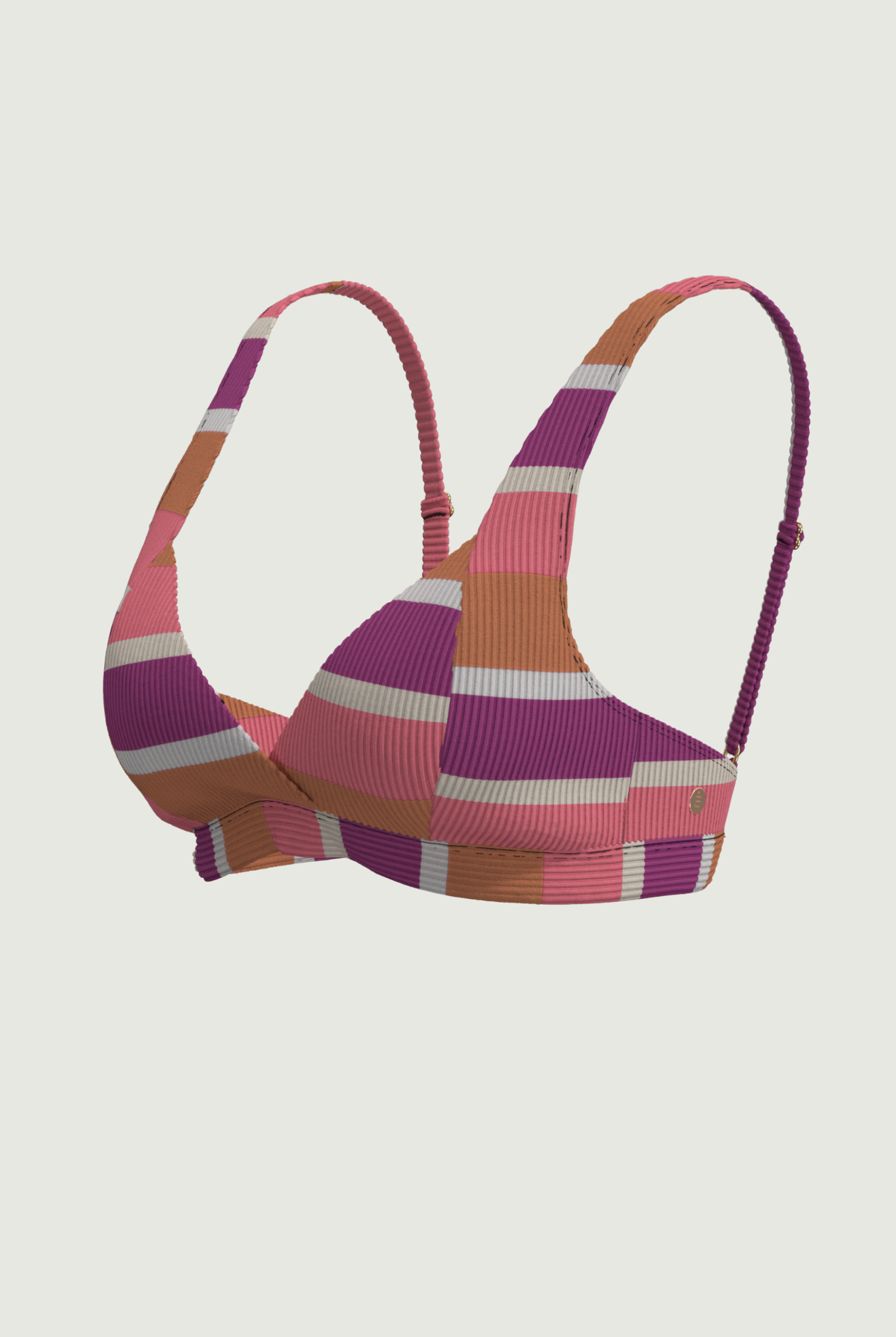 SunseekerSomeday Stripe Punch V-neck Bikini Top