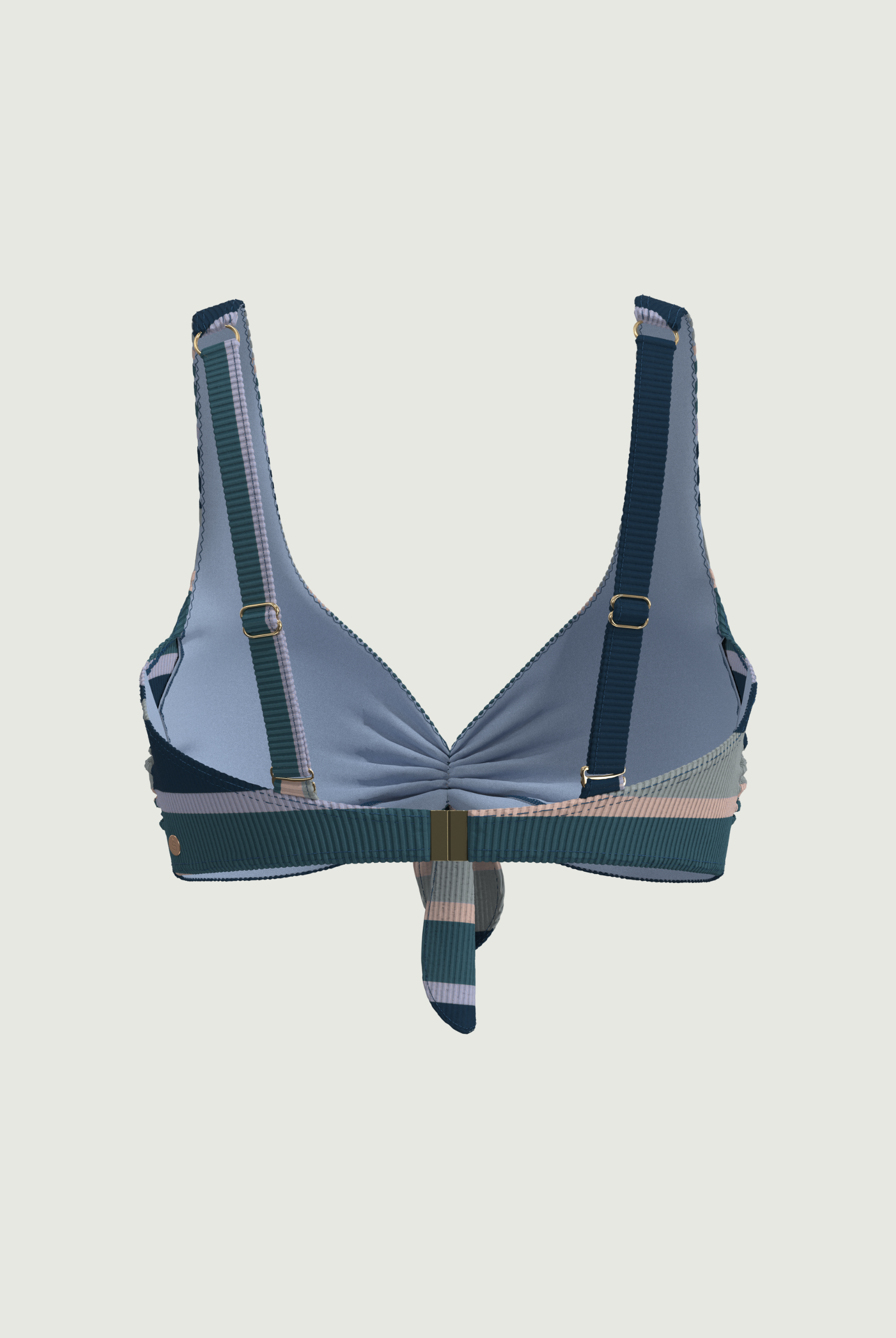SunseekerSomeday Stripe Moonstone Plus Cup Tie Front Bikini Top