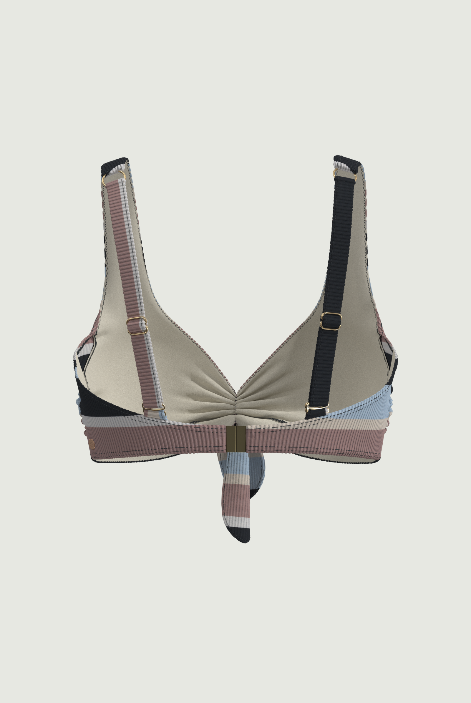 SunseekerSomeday Stripe Black Plus Cup Tie Front Bikini Top