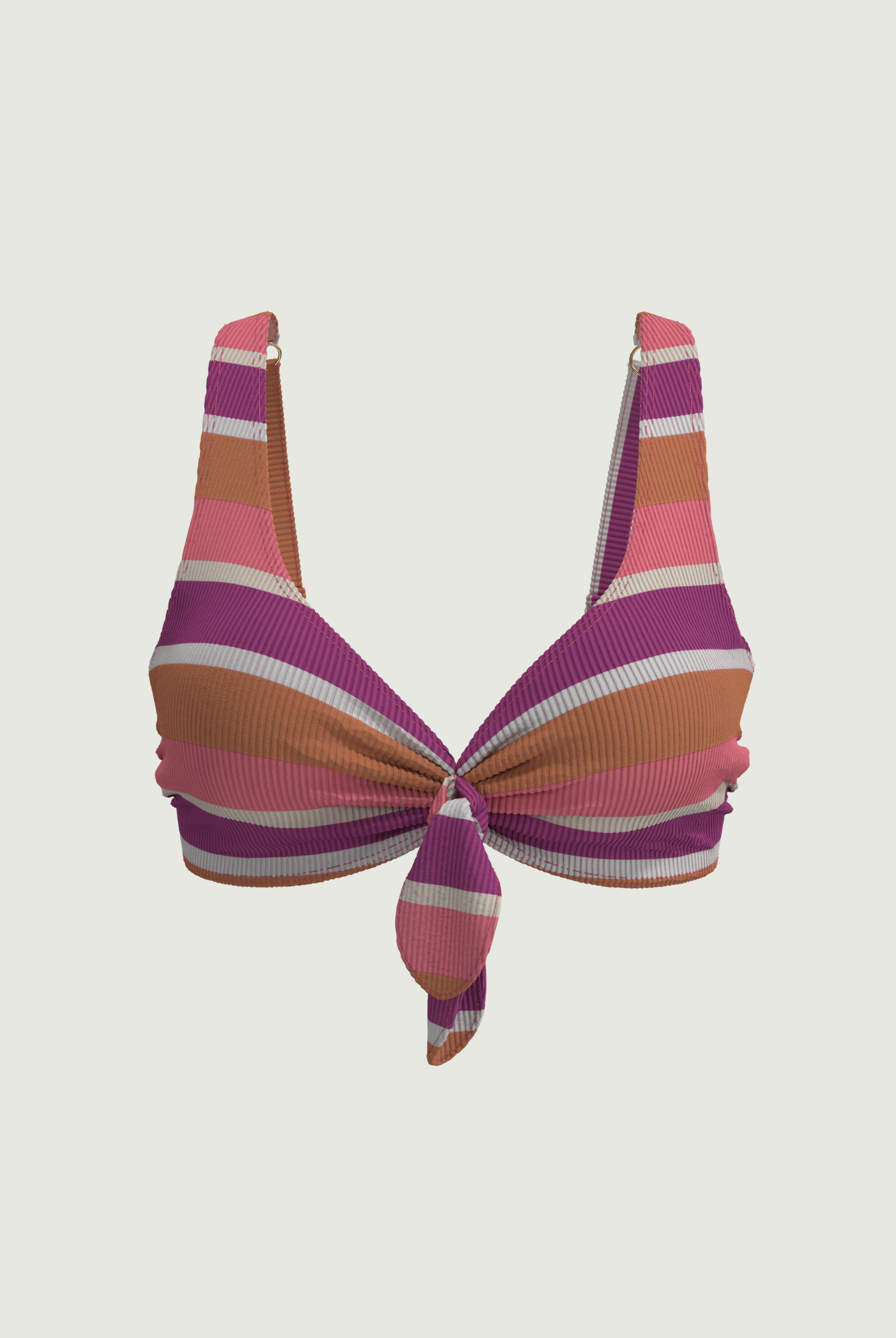 SunseekerSomeday Stripe Punch Plus Cup Tie Front Bikini Top