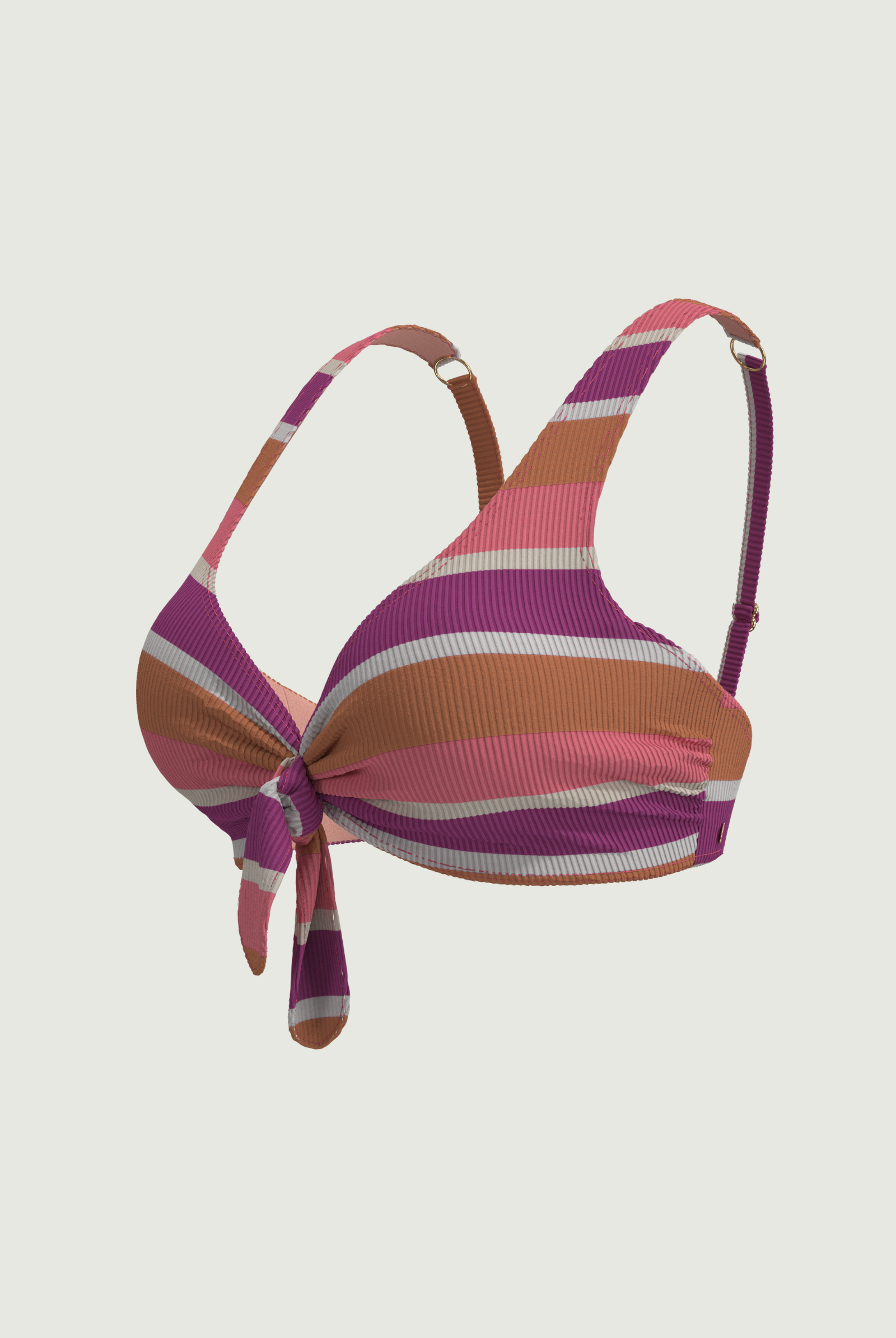 SunseekerSomeday Stripe Punch Plus Cup Tie Front Bikini Top