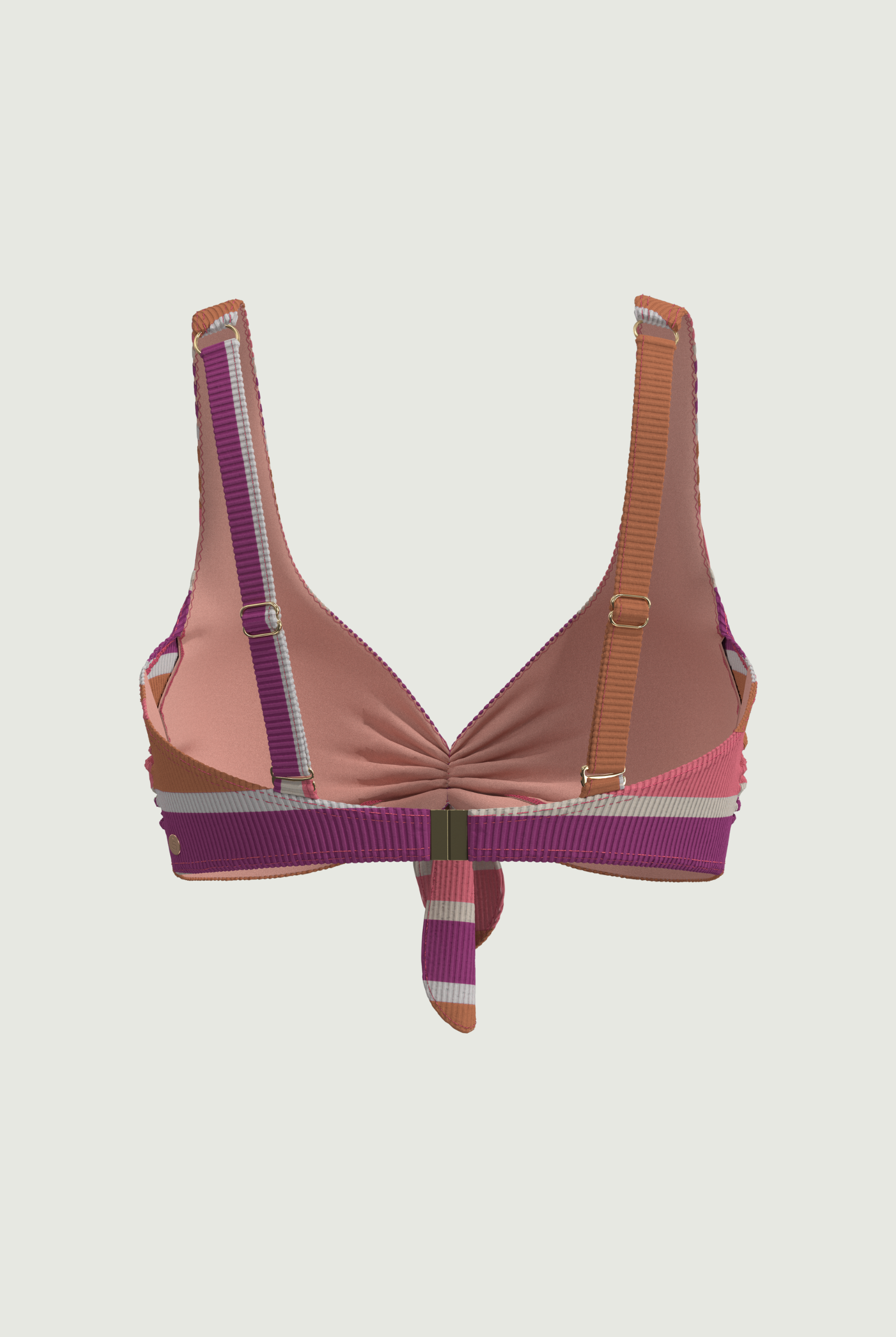 SunseekerSomeday Stripe Punch Plus Cup Tie Front Bikini Top