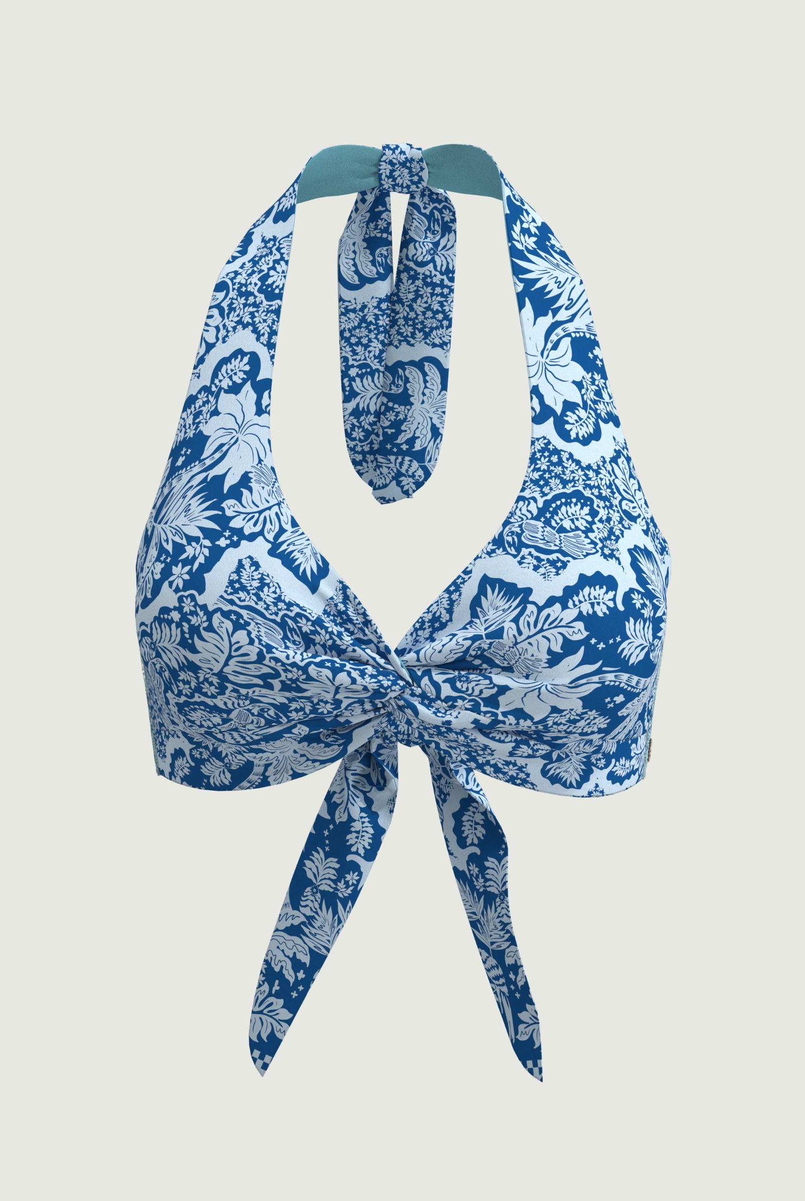 SunseekerSoulistic Blue Awe Plus Cup Twist Front Halter Bikini Top