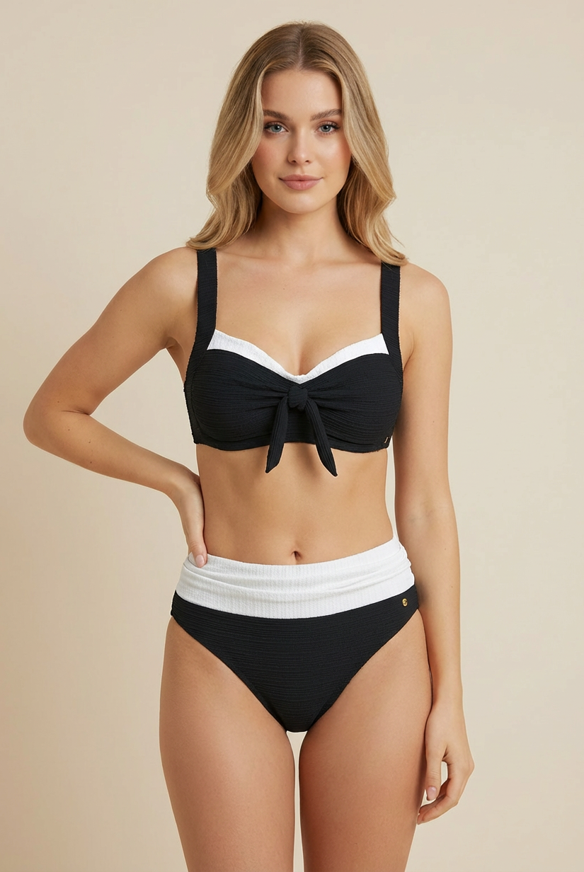 SunseekerDeep Dive Black Plus Cup Tie Front Bikini Top