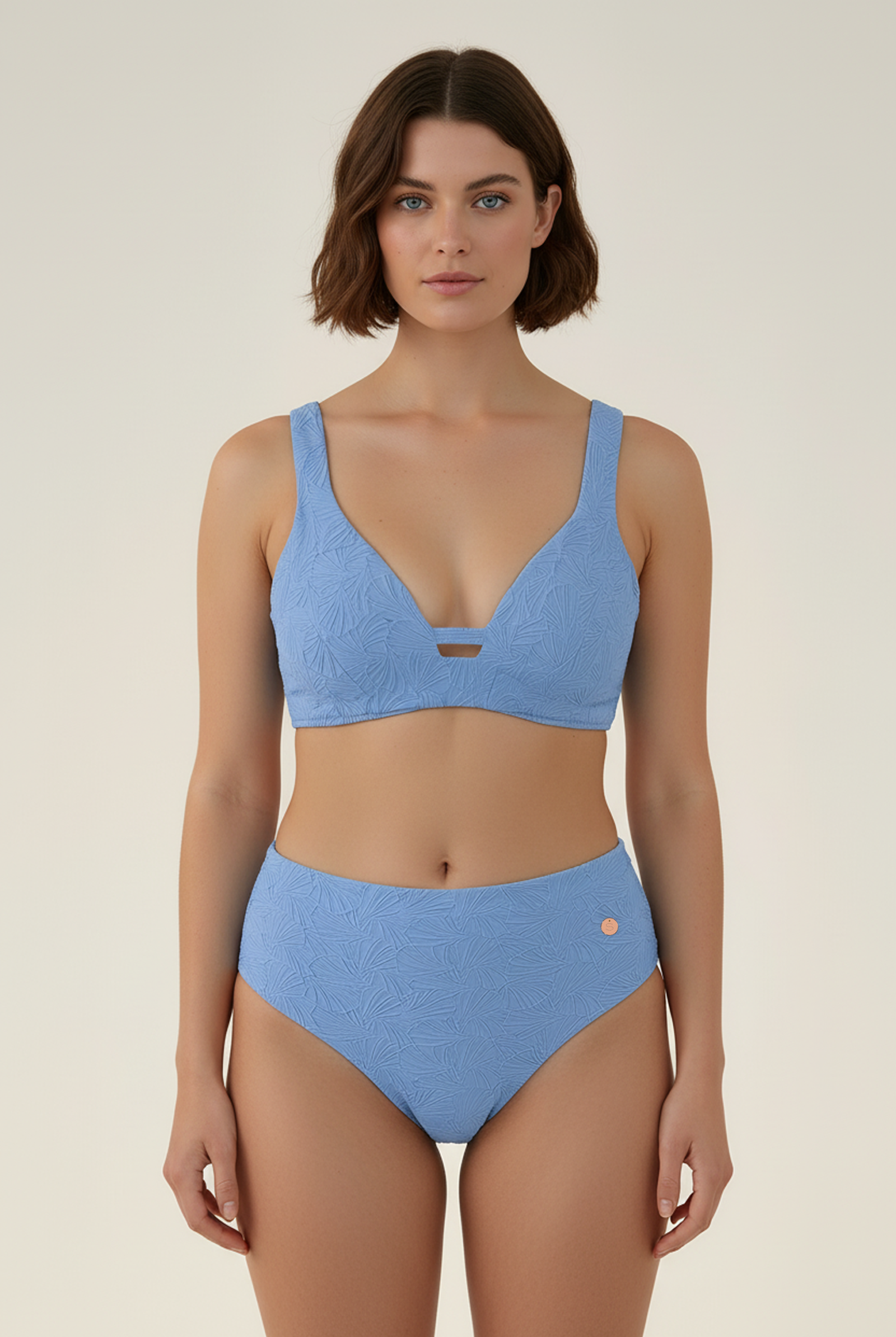 SunseekerCoco Cool Penny Blue Plus Cup Plunge Bikini Top