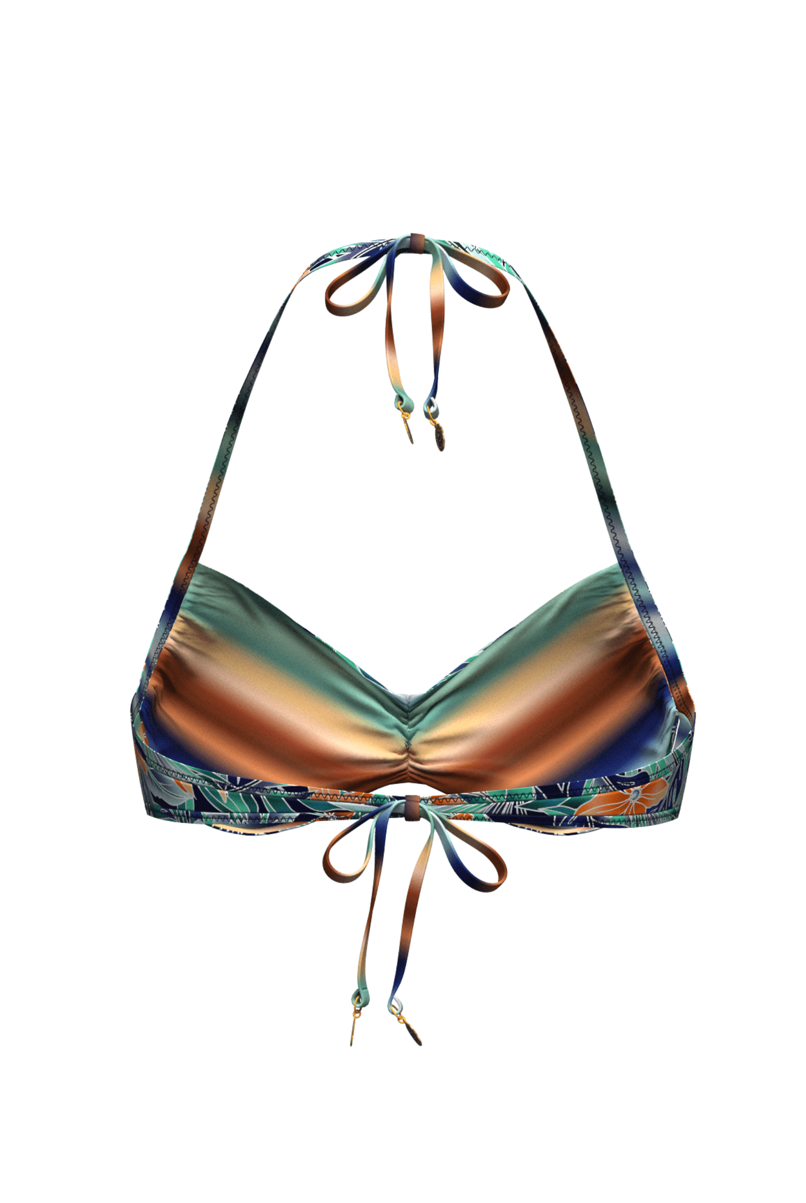 Sunseeker Paradiso Mix Navy Reversible Ruched Front Bikini Top