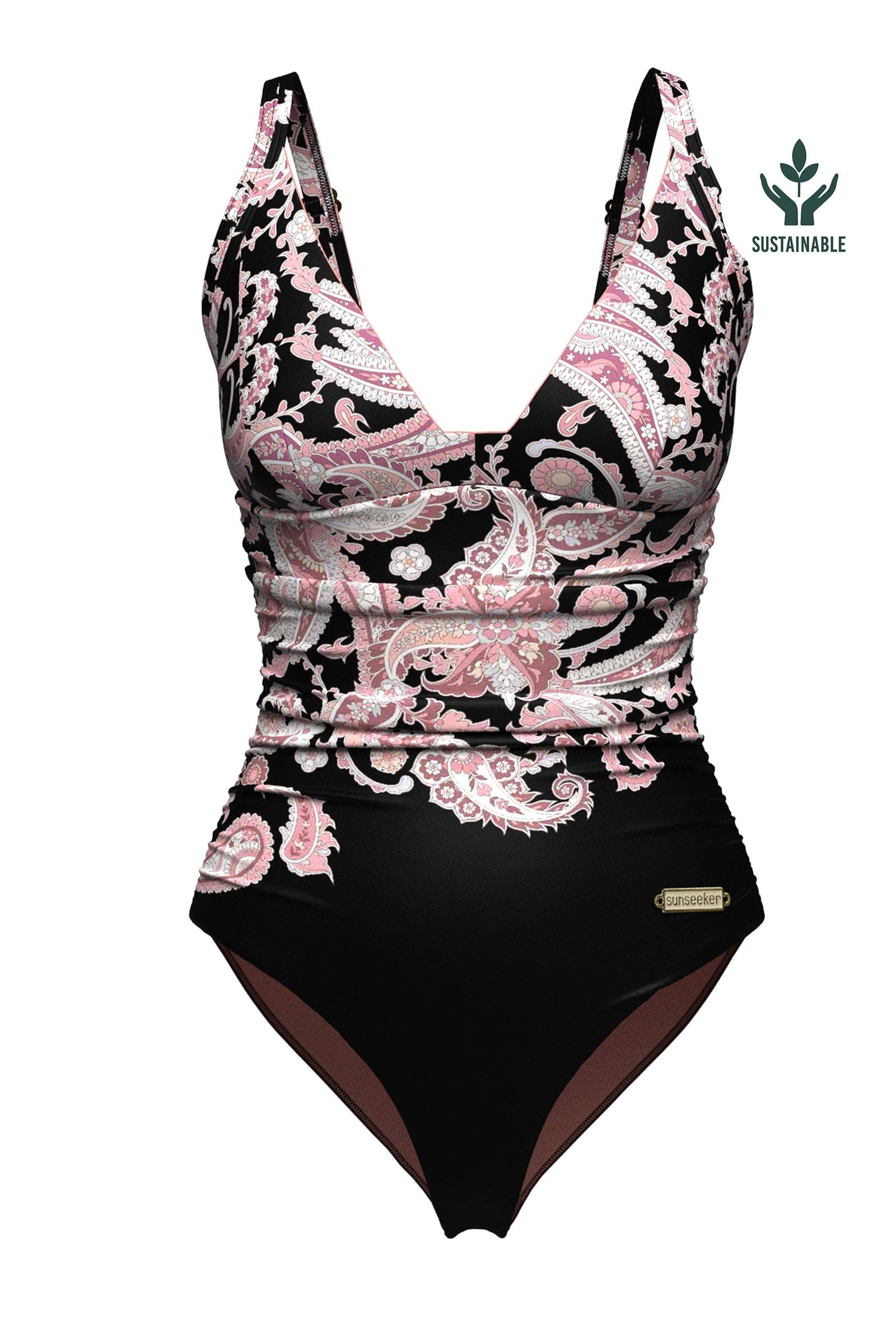 Sunseeker Grounded Culture Black Plus Cup Placement Print Onepiece