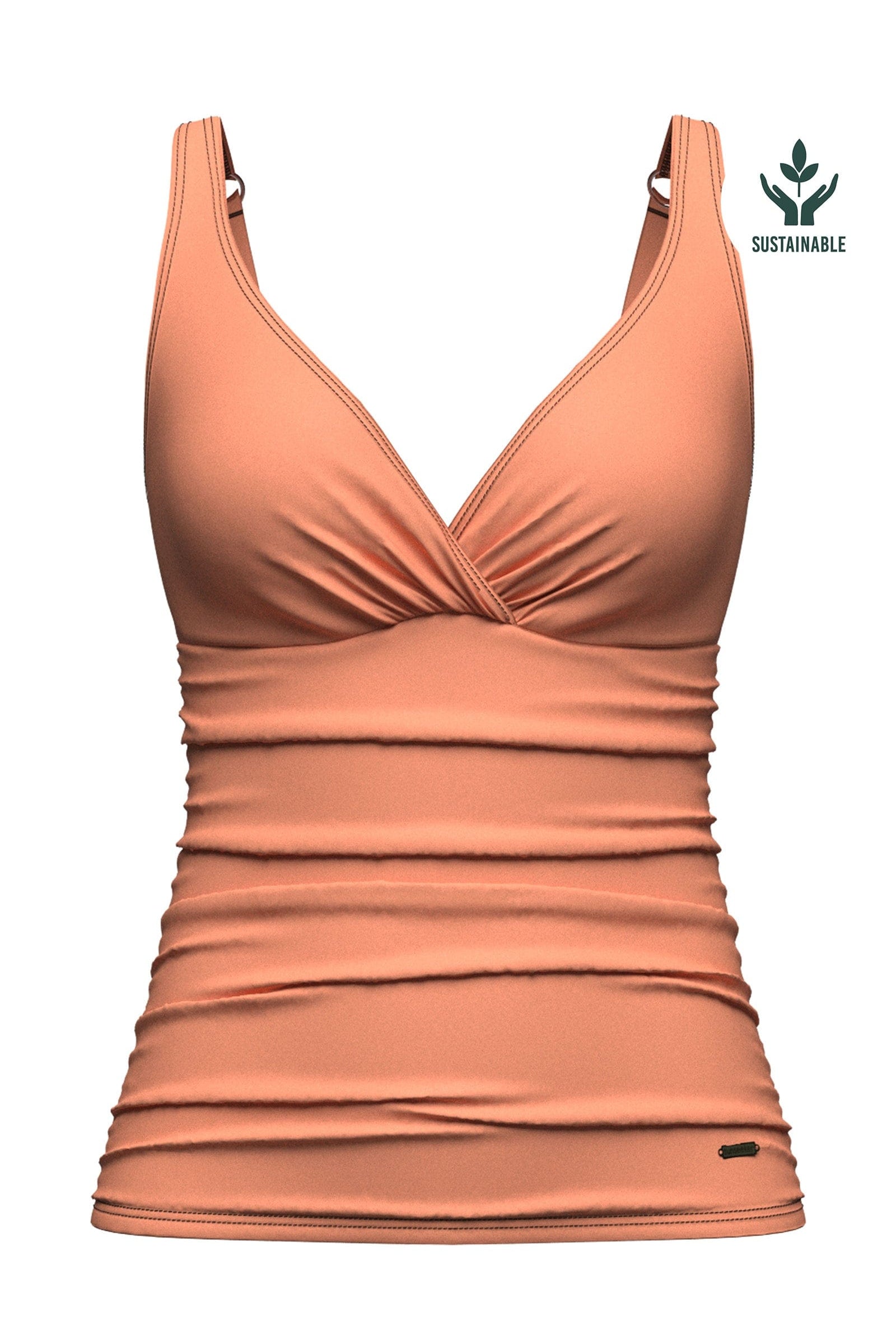 Sunseeker Core Solid Deep Peach Plus Cup Cross Front Tankini