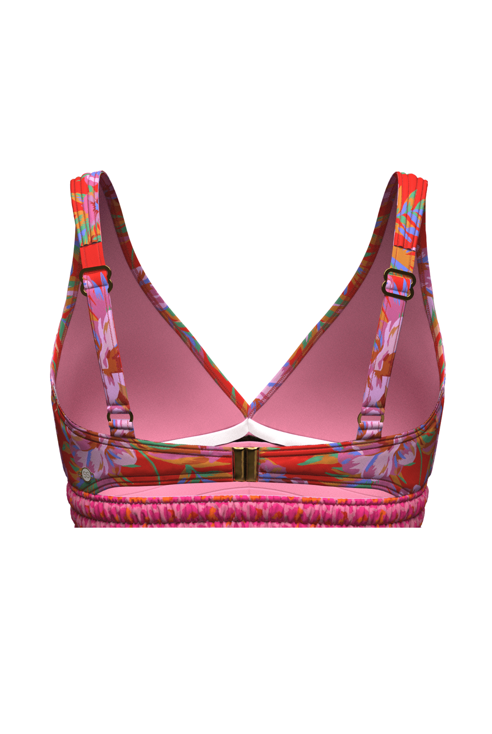 Sunseeker Joyful Florals Red Plus Cup Smocking Bikini Top