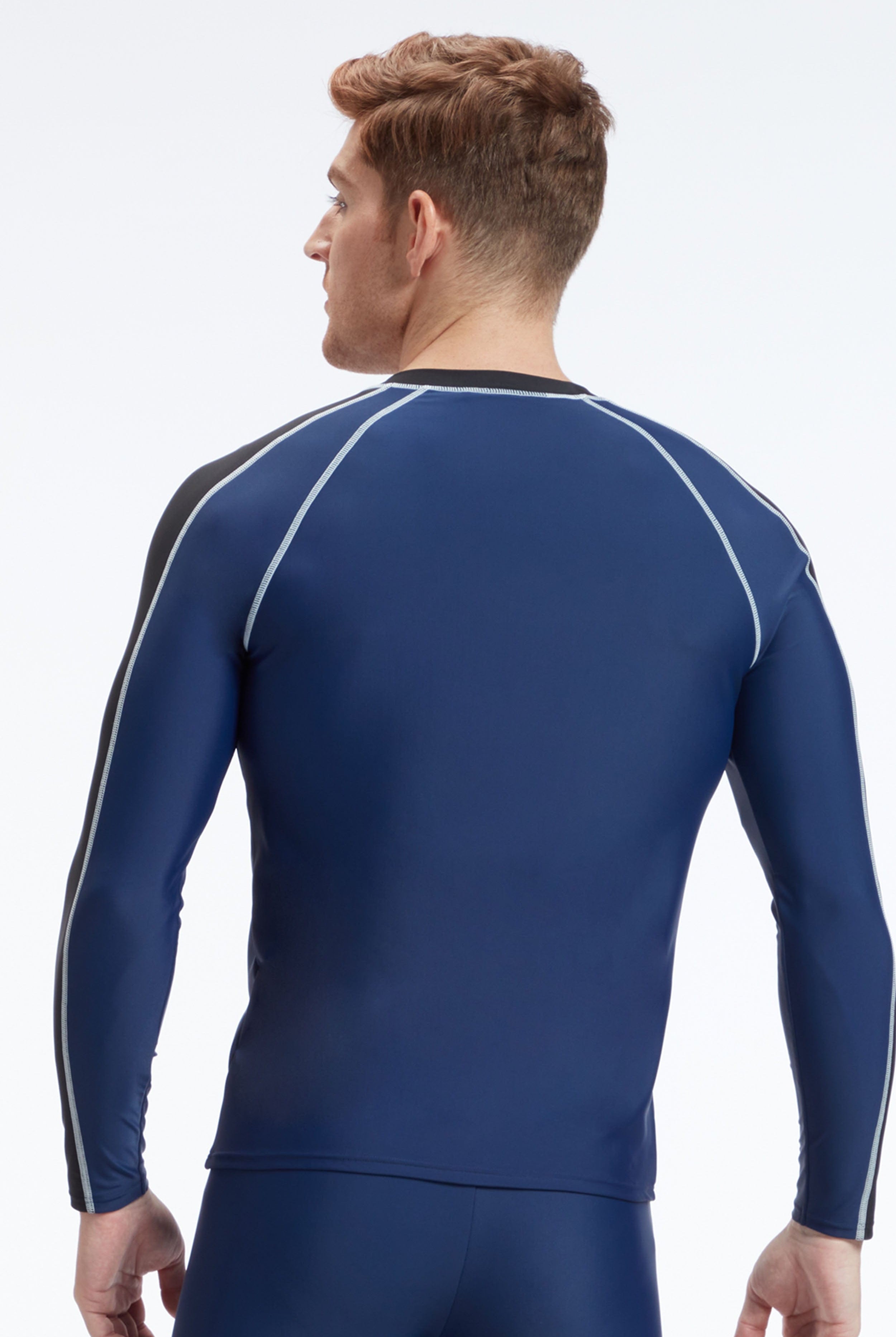 Sunseeker Men manner raglan navy long sleeves rash guard