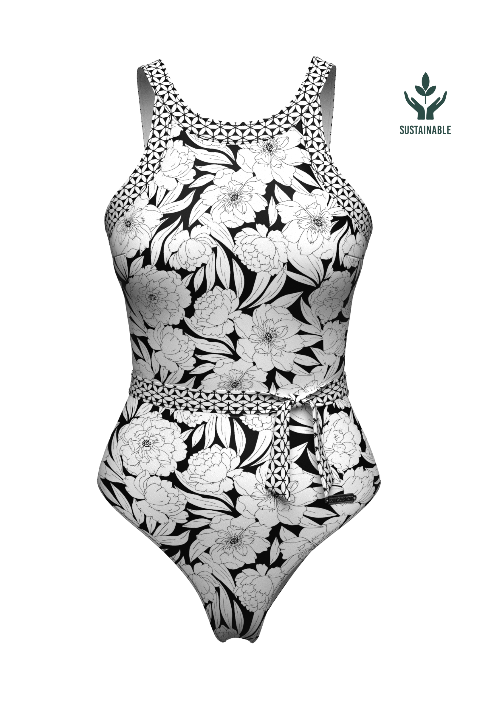 Sunseeker Bold Bloom Black & White Onepiece
