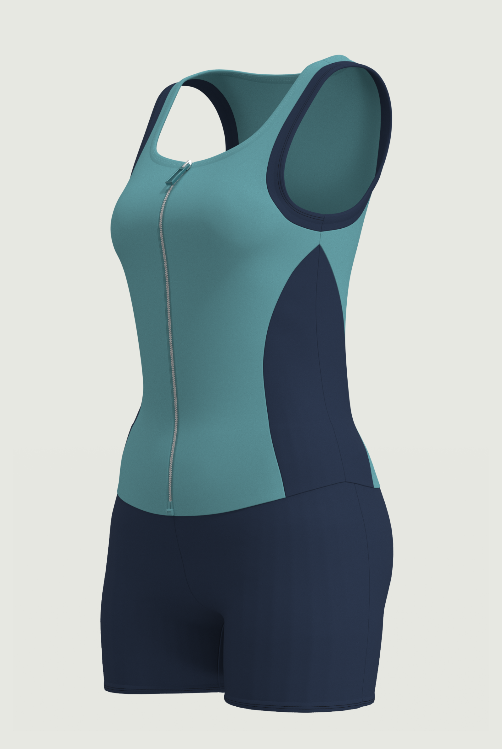 SunseekerSport Solid Teal Blue Zip Front Tankini Set
