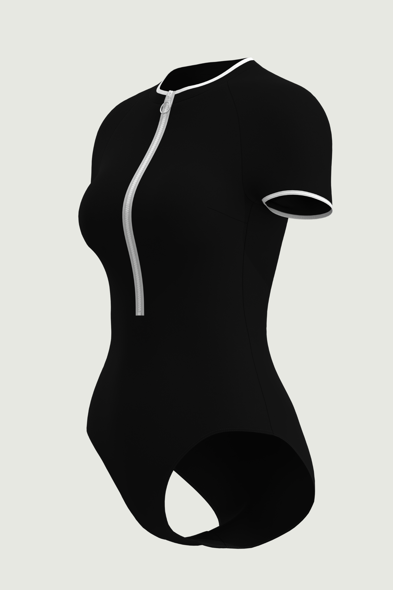 SunseekerSoulistic Solid Black Zip Front Short Sleeves Onepiece