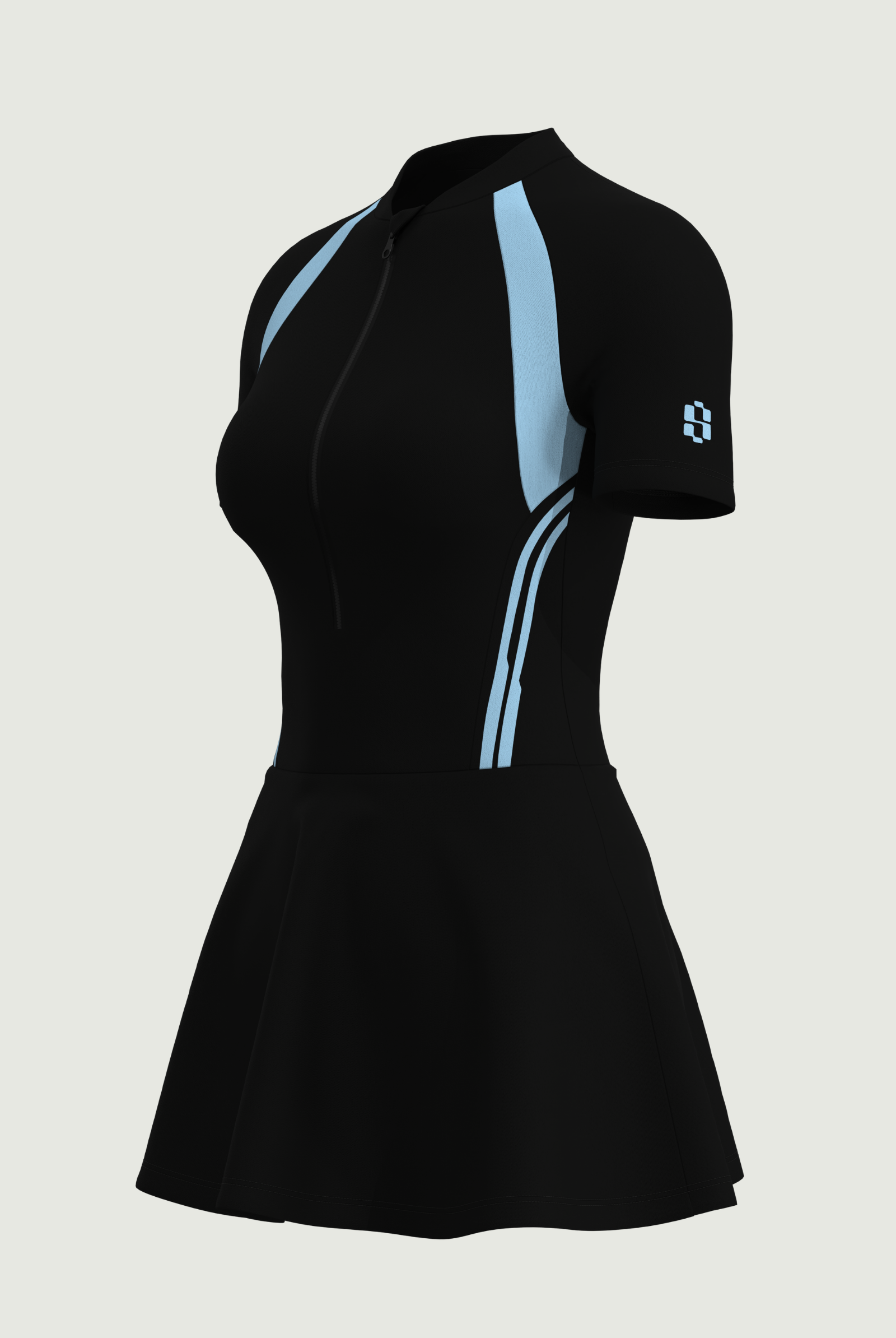 SunseekerNoir Wave Black Short Sleeves Swimdress