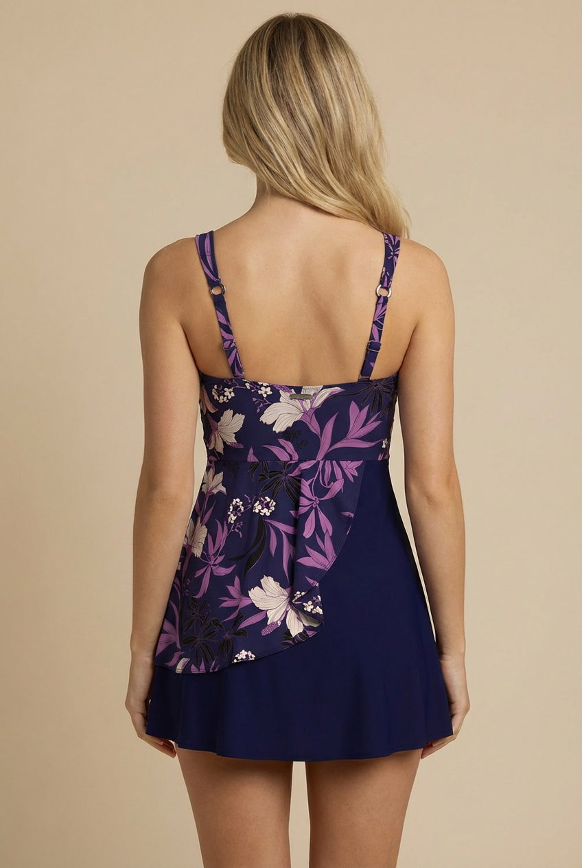 SunseekerWild Hibiscus Indigo Cross Front Swimdress