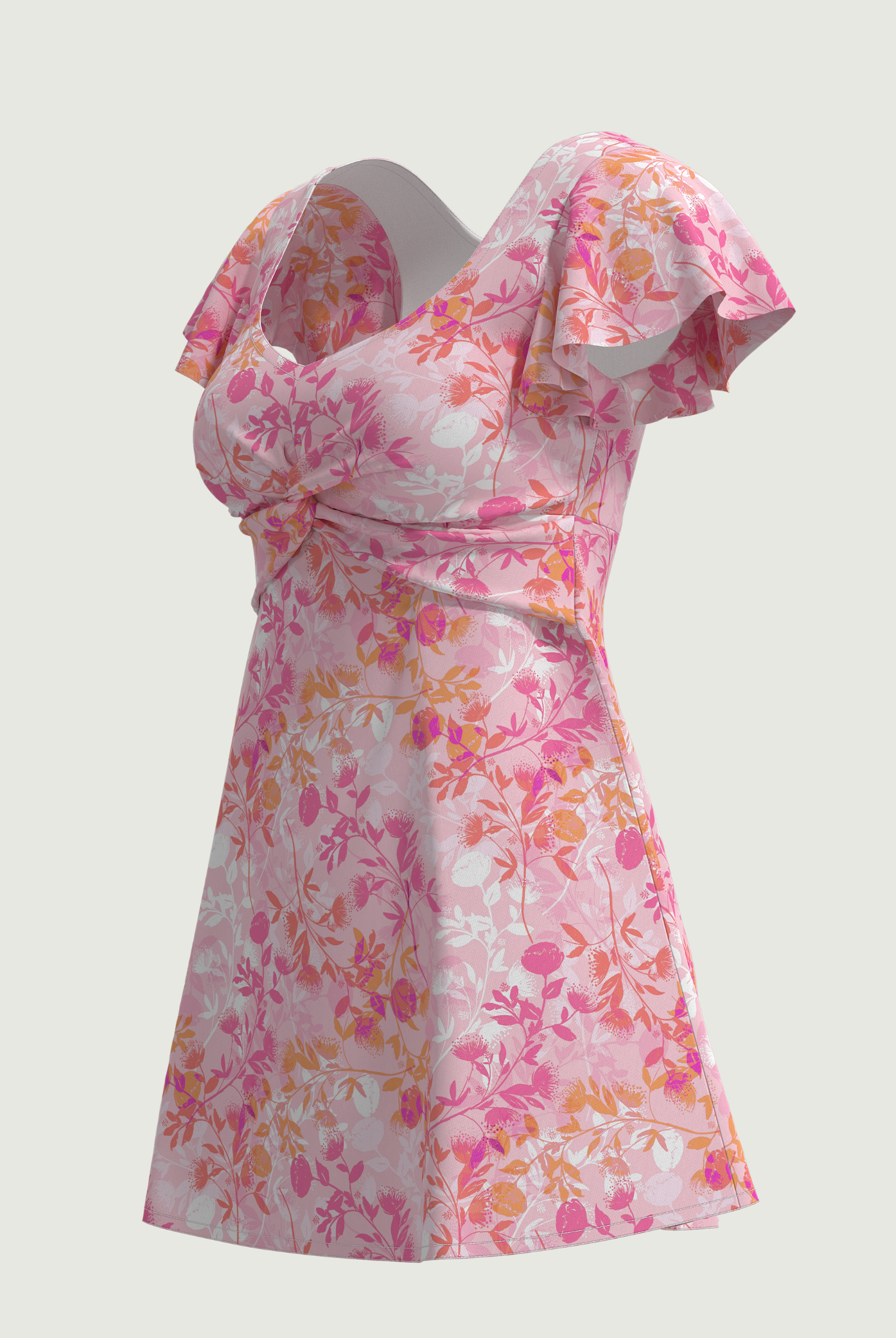SunseekerBlooming Grace Pink Twist Front Short Sleeves Swimdress