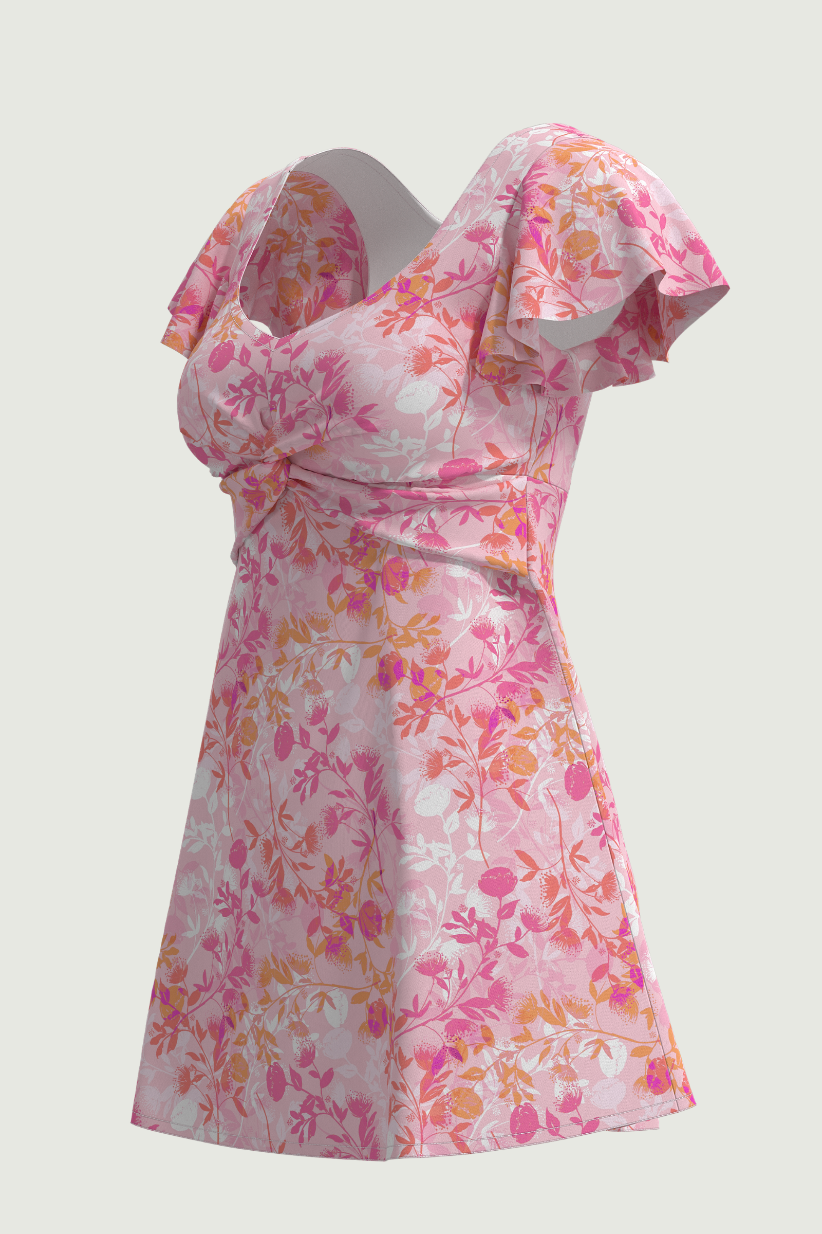 SunseekerBlooming Grace Pink Twist Front Short Sleeves Swimdress