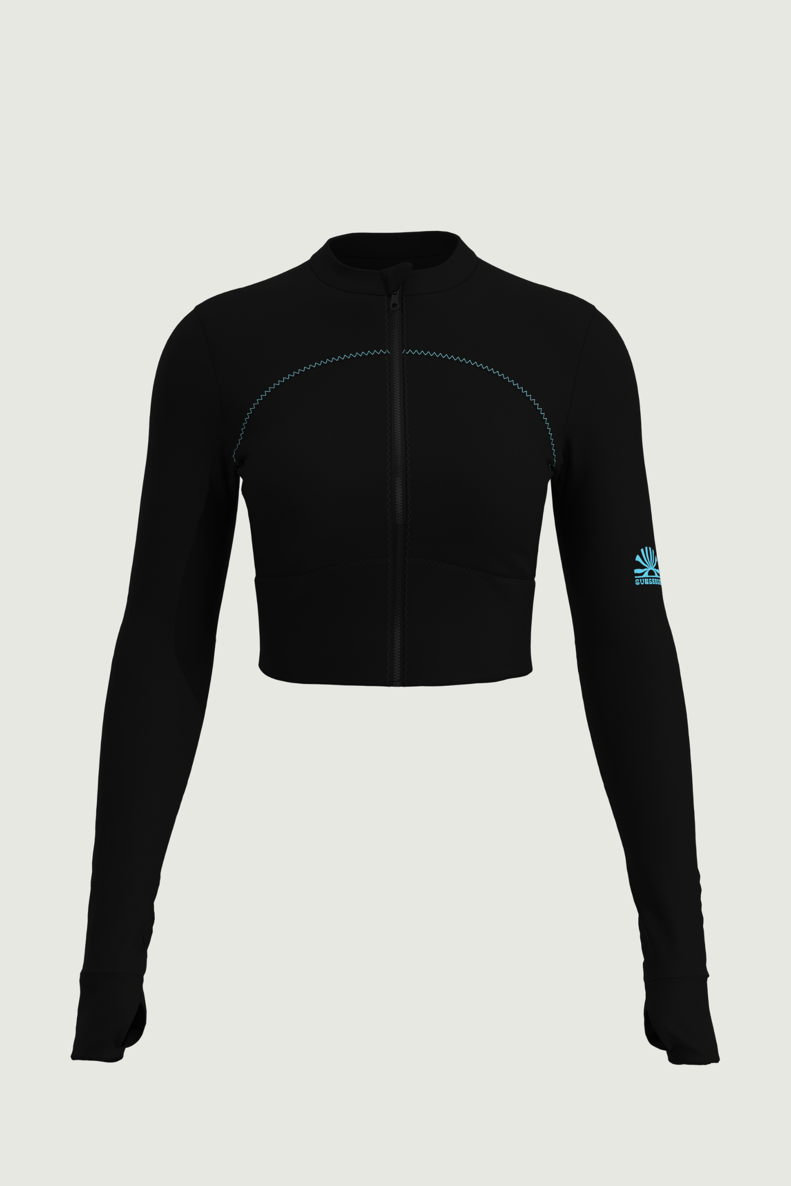 SunseekerCerulean Black Crop Zip-up Rashguard