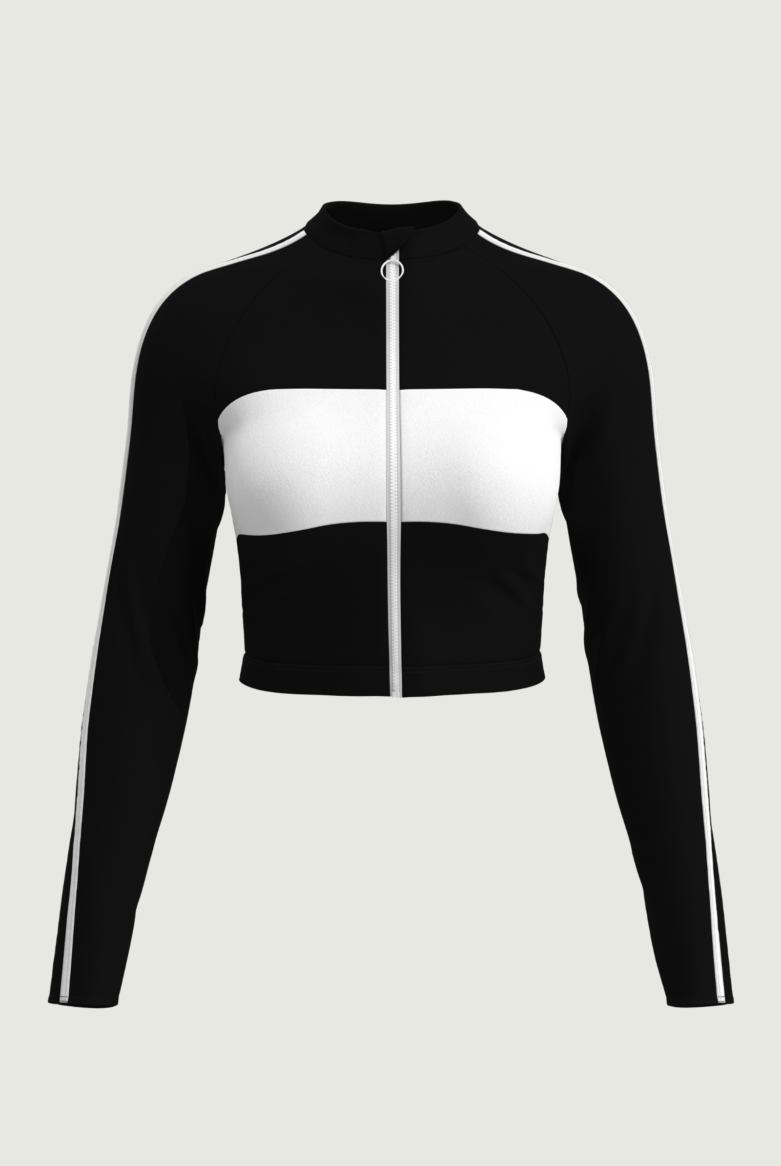SunseekerSoulistic Solid Black Crop Zip Front Rashguard