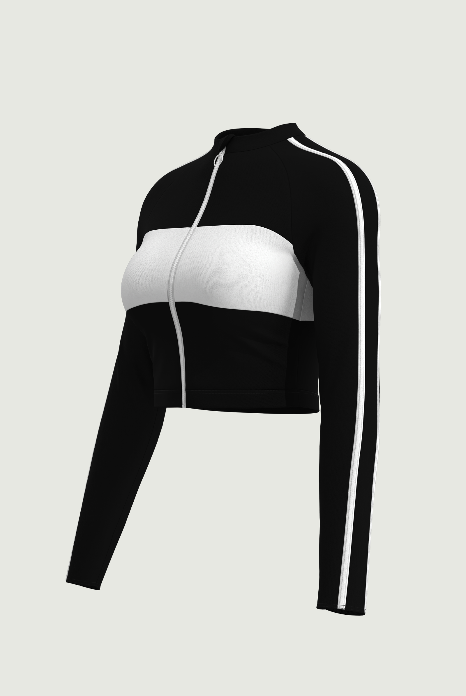 SunseekerSoulistic Solid Black Crop Zip Front Rashguard