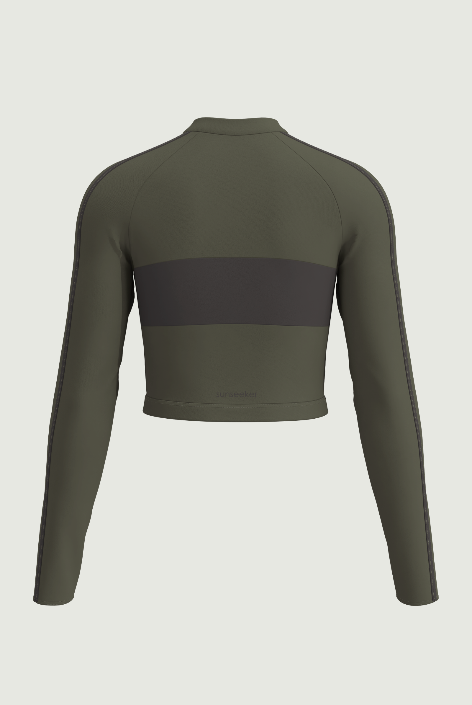 SunseekerSoulistic Solid Olive Crop Zip Front Rashguard