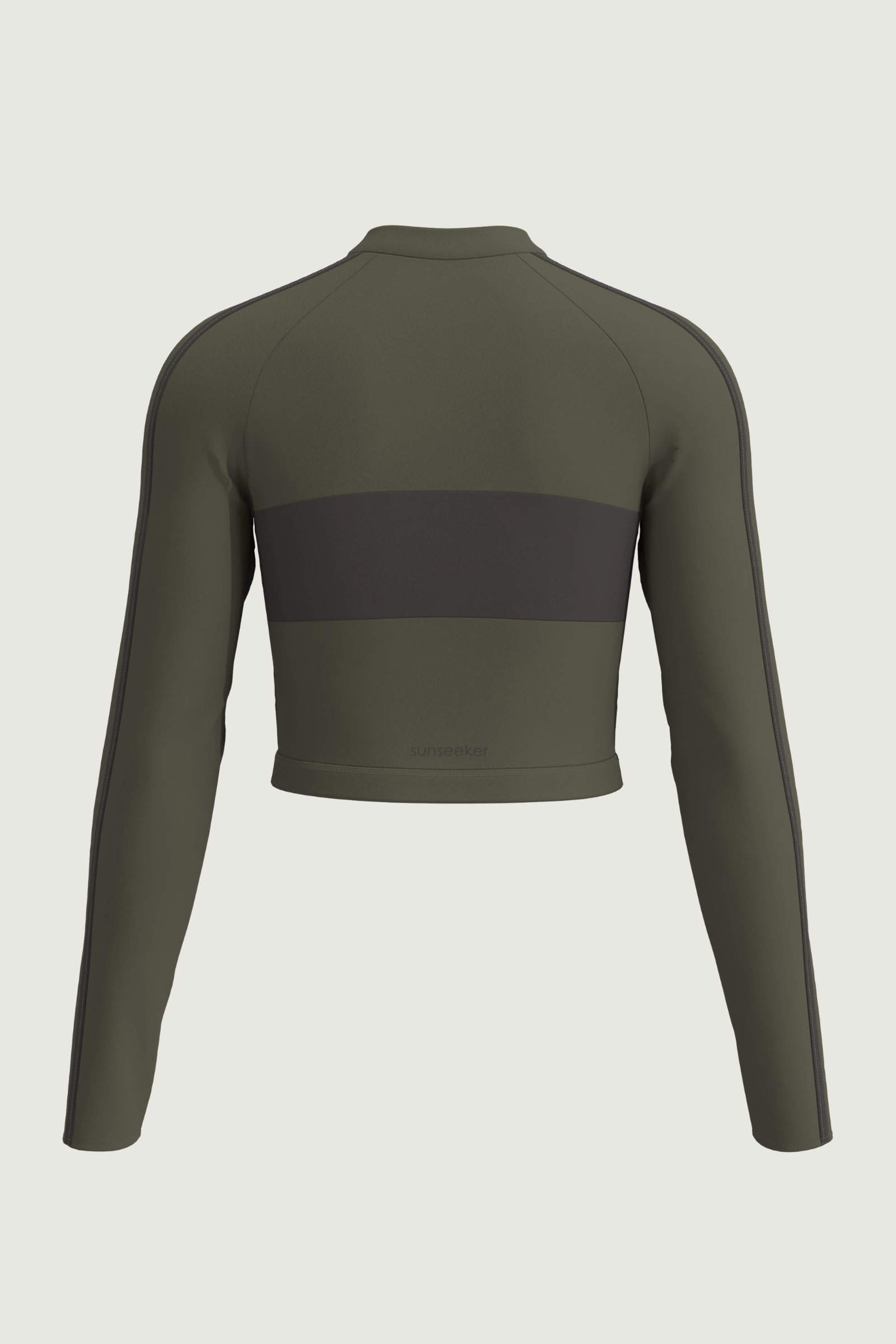 SunseekerSoulistic Solid Olive Crop Zip Front Rashguard