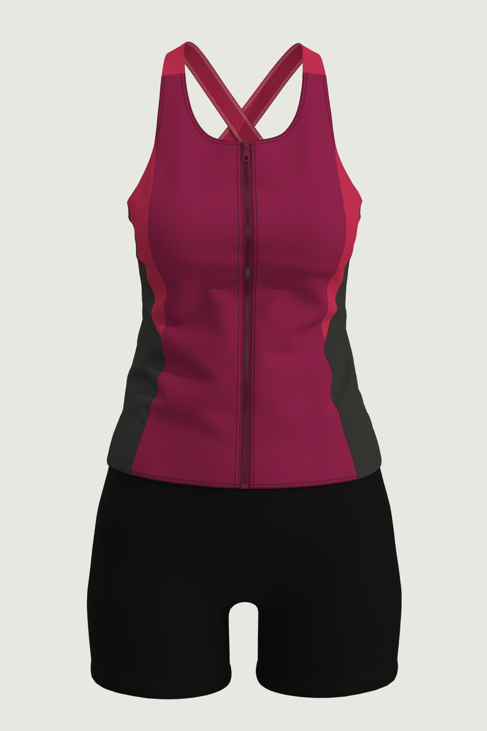 SunseekerSports Solid Fandango Zip Front Tankini Set