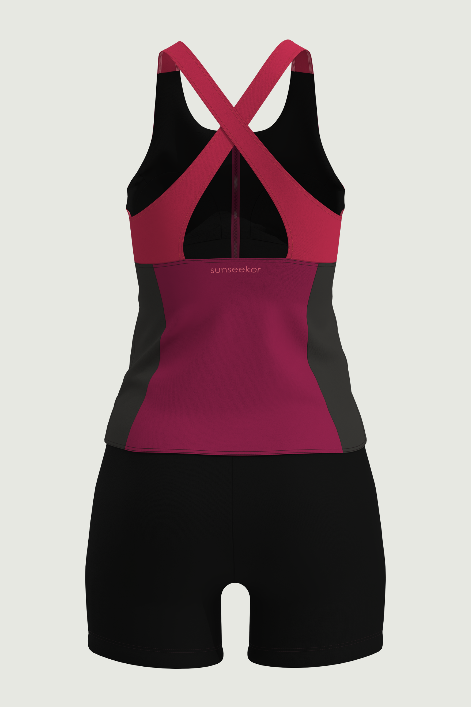 SunseekerSports Solid Fandango Zip Front Tankini Set