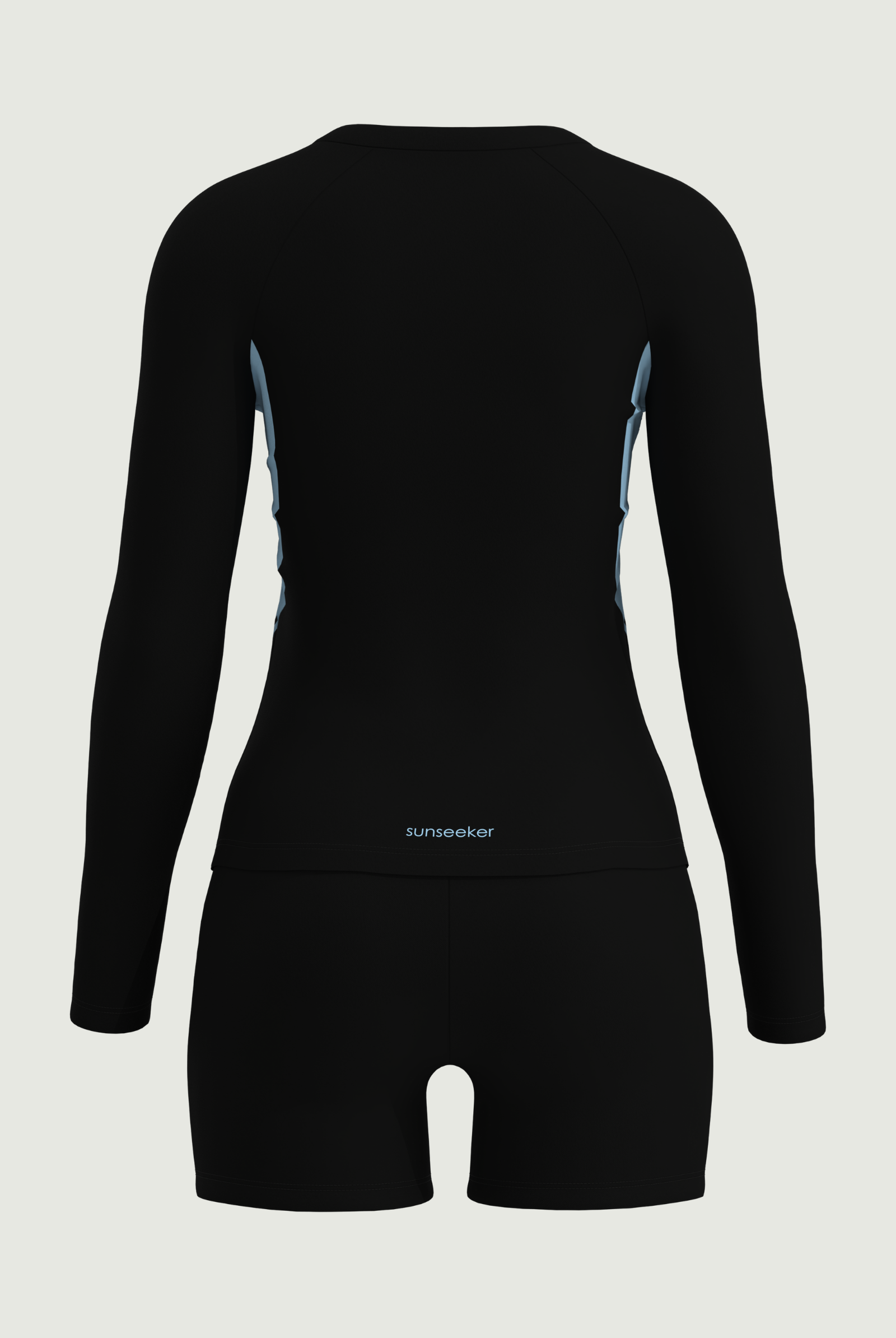 SunseekerNoir Wave Black Zip Front Rashguard Set
