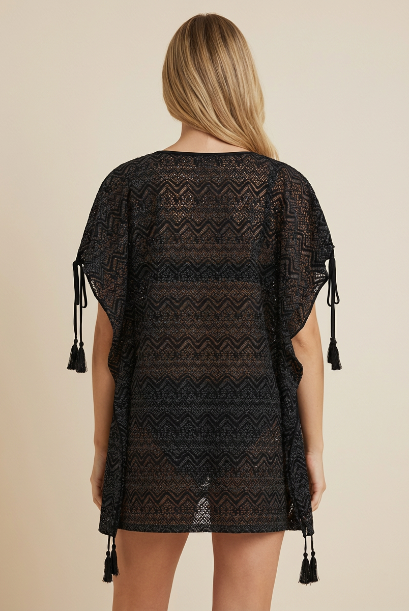 SunseekerCrochet Black Tassels Kaftan