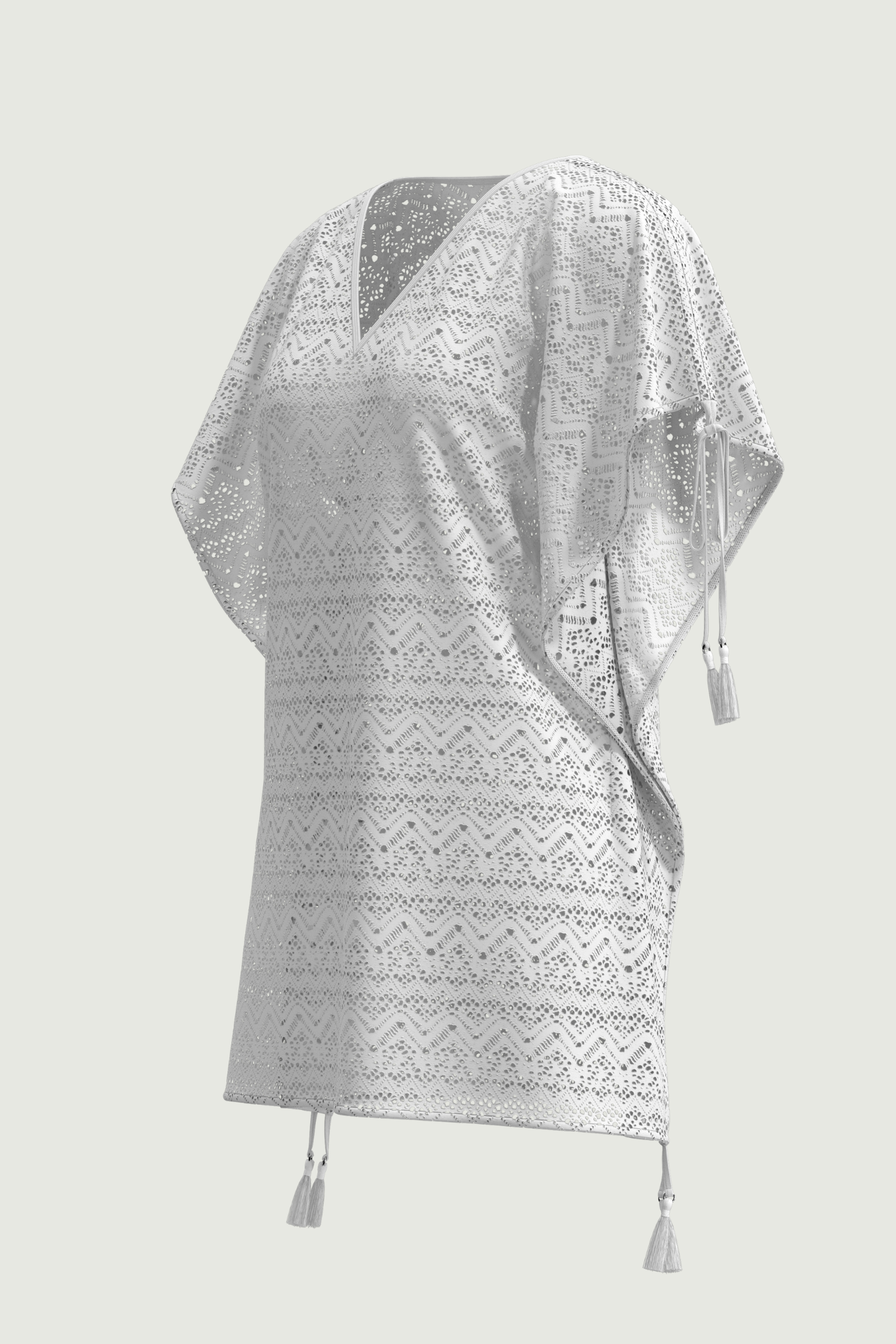 SunseekerCrochet White Tassels Kaftan