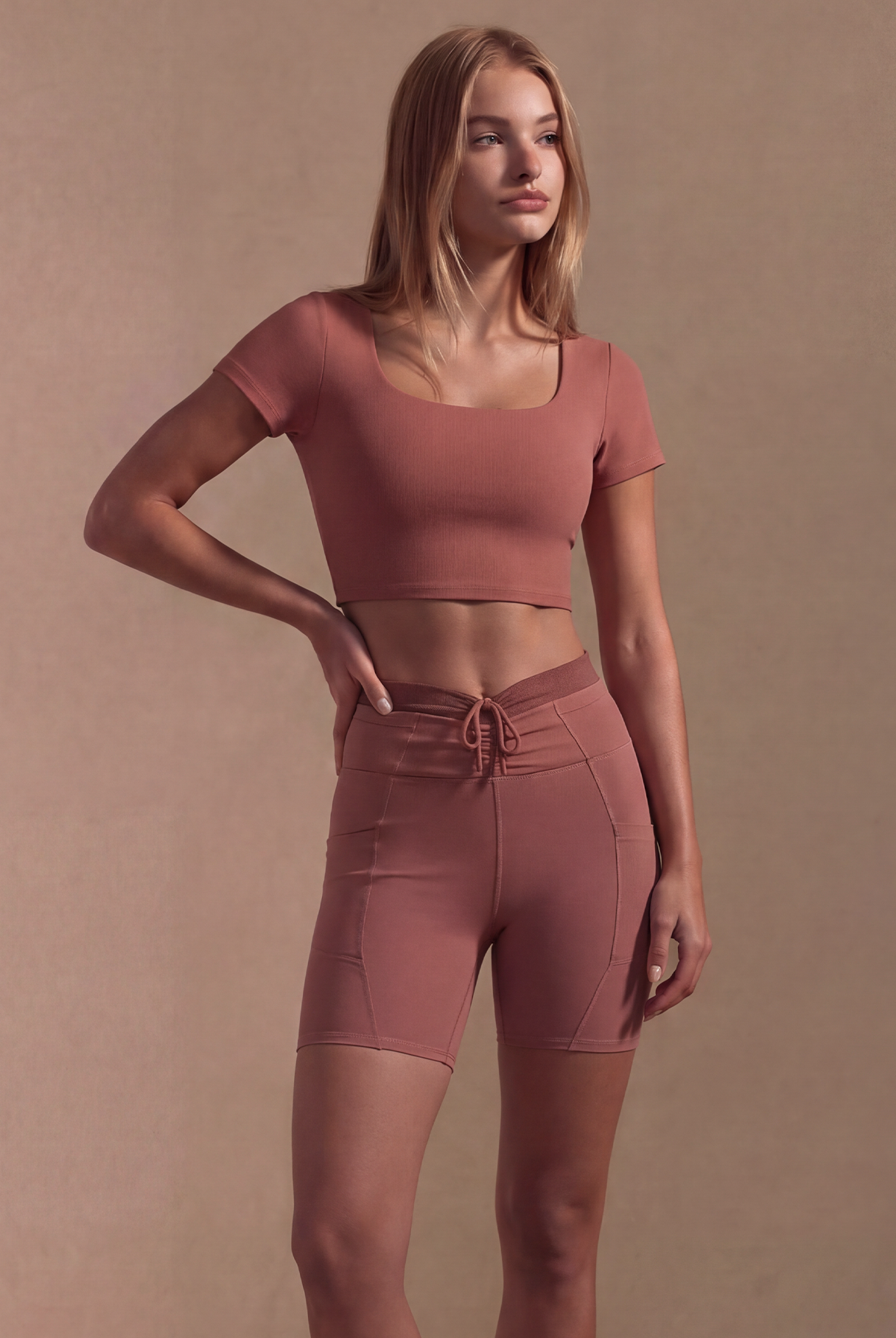 SunseekerMahogany Rose Meshed Ruched Front Shorts
